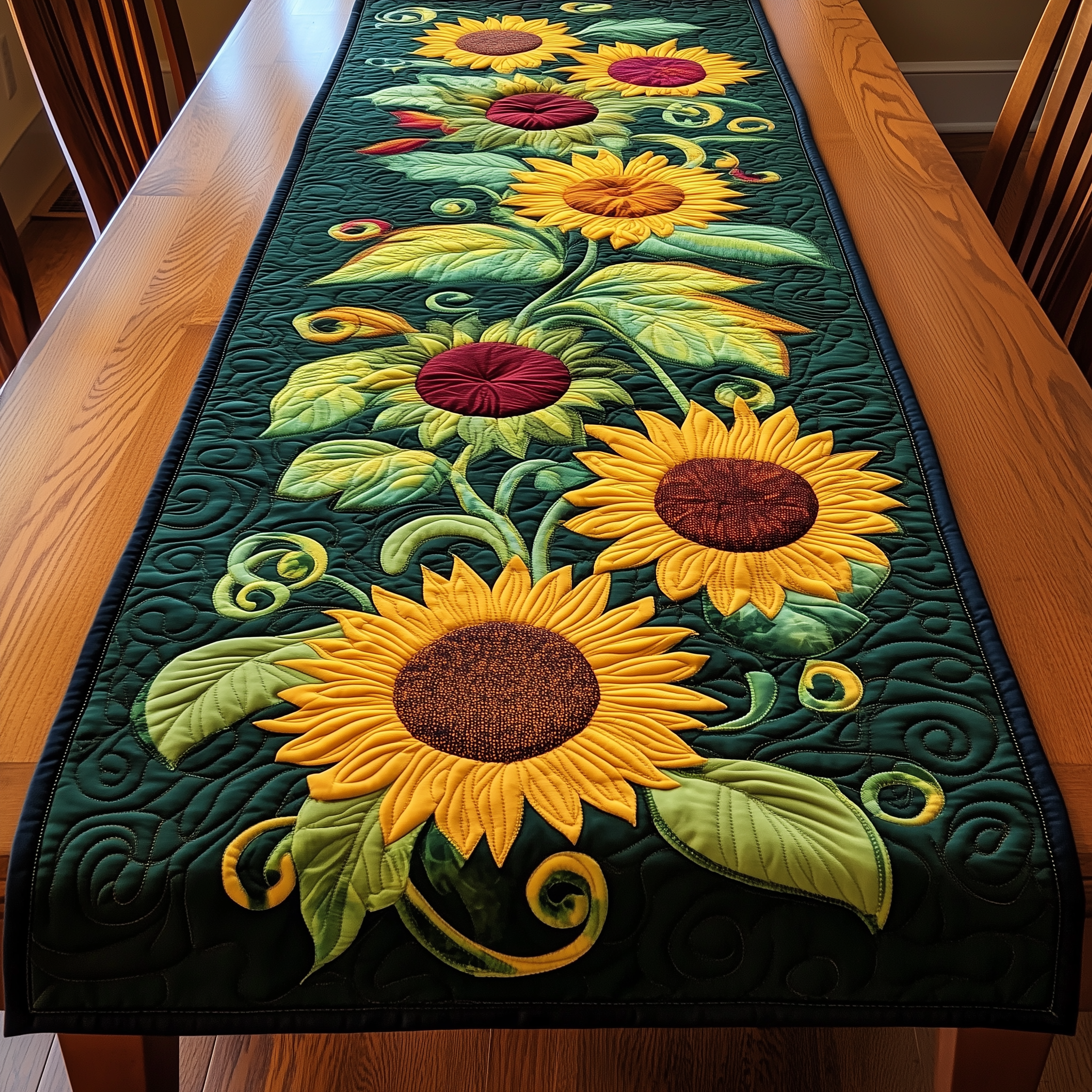 Sunflowers Quilted Table Runner Merchandise Sunflower Christmas Gifts For Women-1 Sunflowers Quilted Table Runner Merchandise Sunflower Christmas Gifts For Women-1