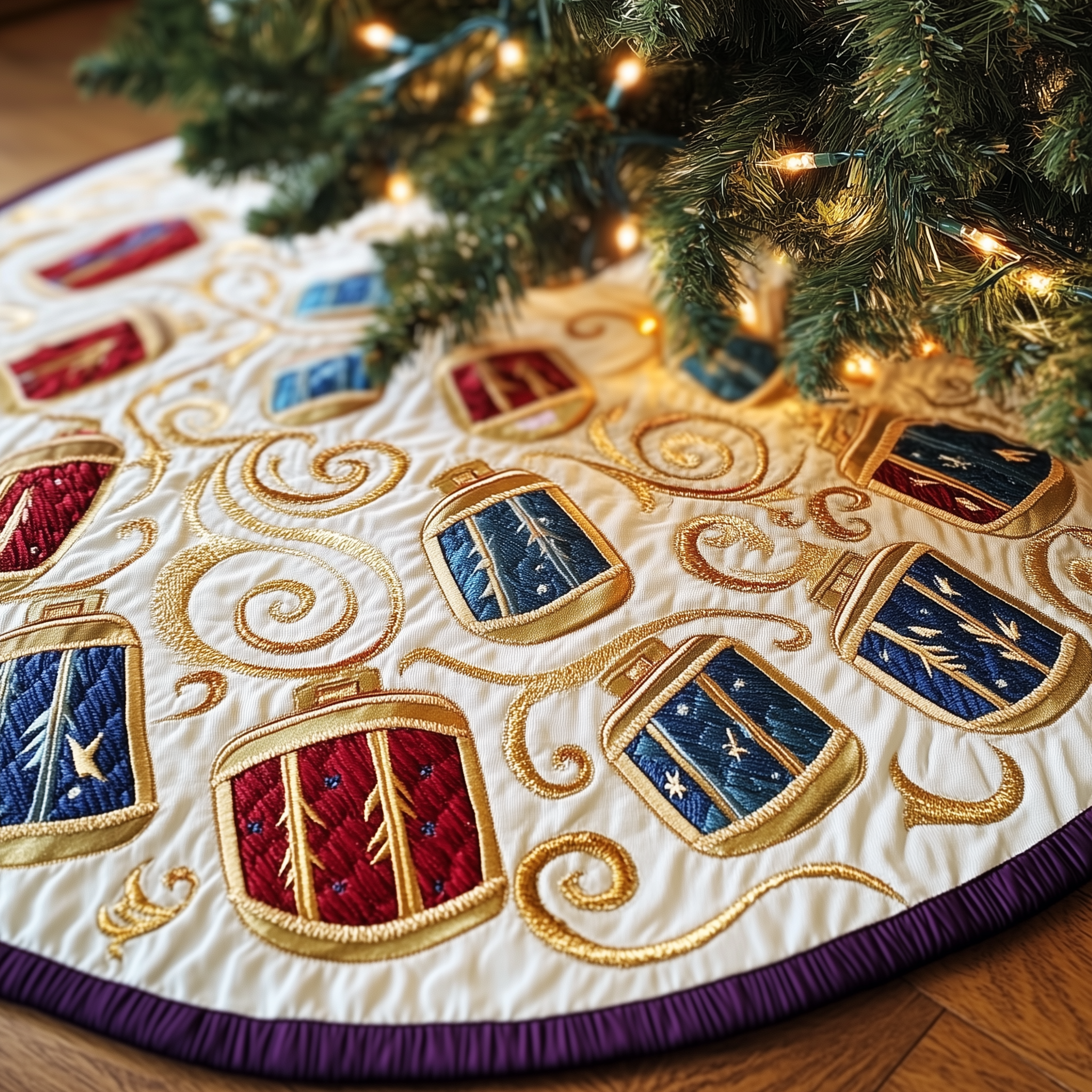 Swirl Drum Christmas Quilted Tree Skirt Decorations Themed Christmas Gifts For Drum Lovers-1 Swirl Drum Christmas Quilted Tree Skirt Decorations Themed Christmas Gifts For Drum Lovers-1