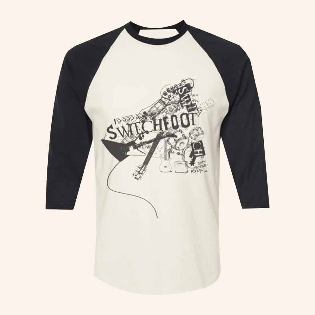 Switchfoot Merch Guitar Raglan T-Shirt Gifts For Rock Band Fans-1