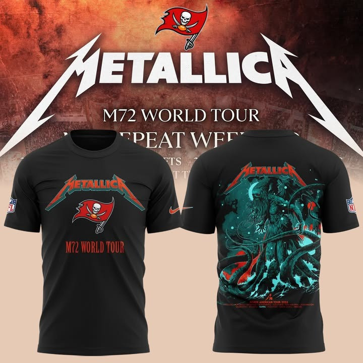 Tampa Bay Buccaneers x Metallica World Tour 2025 T-Shirt Fan Concert Merch Best Gifts-1