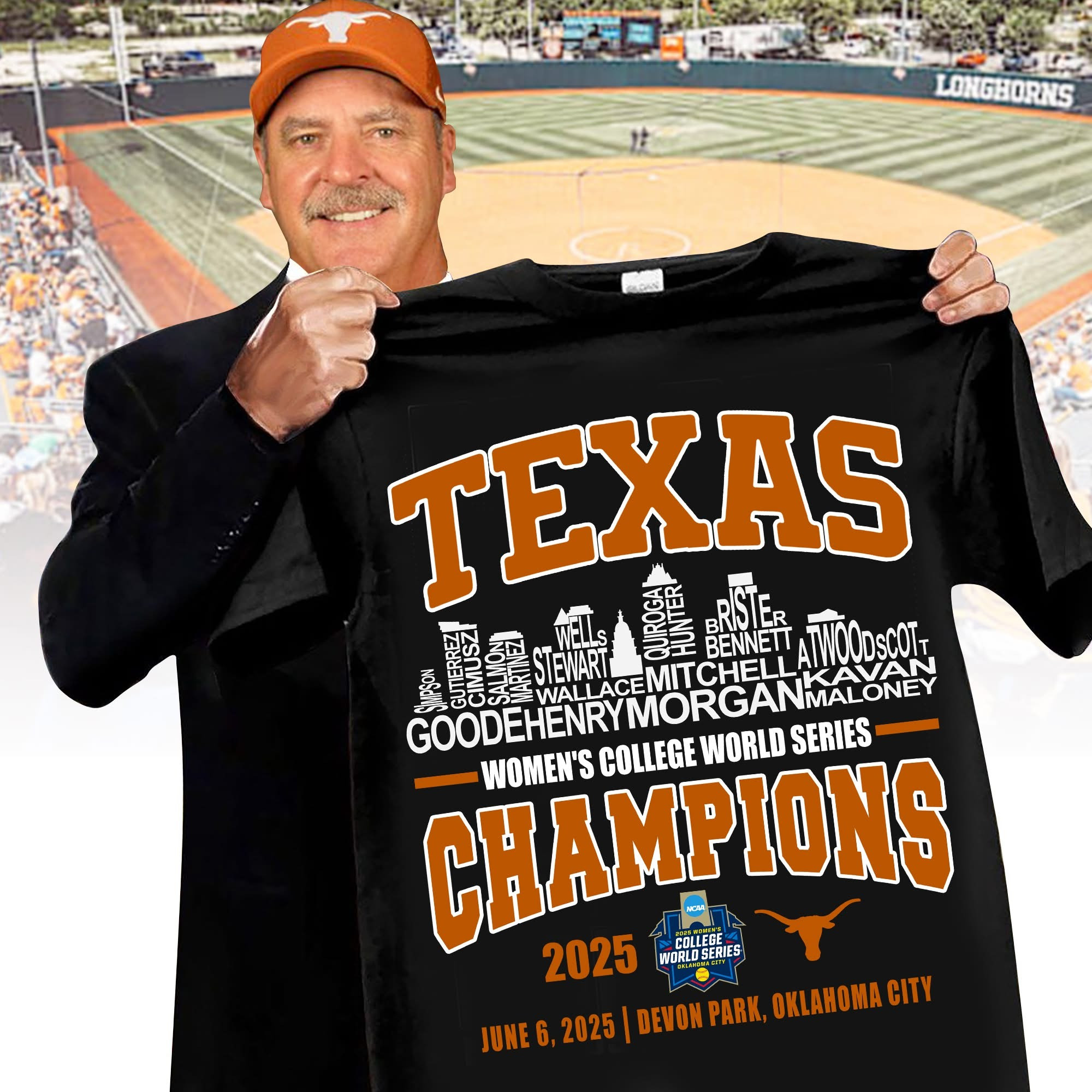 Texas Longhorns Softball National Champions 2025 Shirt Women's College World Series Merch-1 Texas Longhorns Softball National Champions 2025 Shirt Women's College World Series Merch-1
