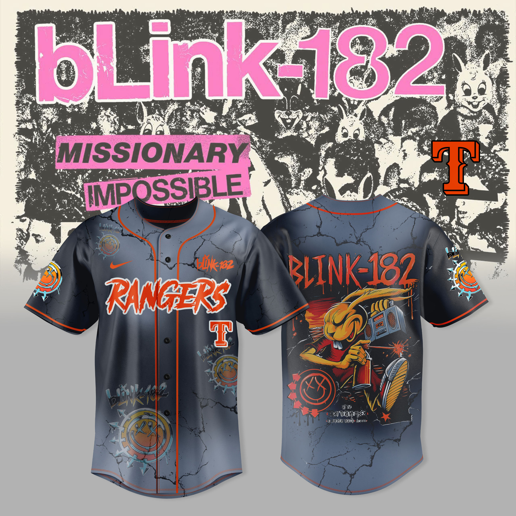 Texas Rangers X Blink182 Jersey Missionary Impossible 2025 Best Music Fans Merch-1