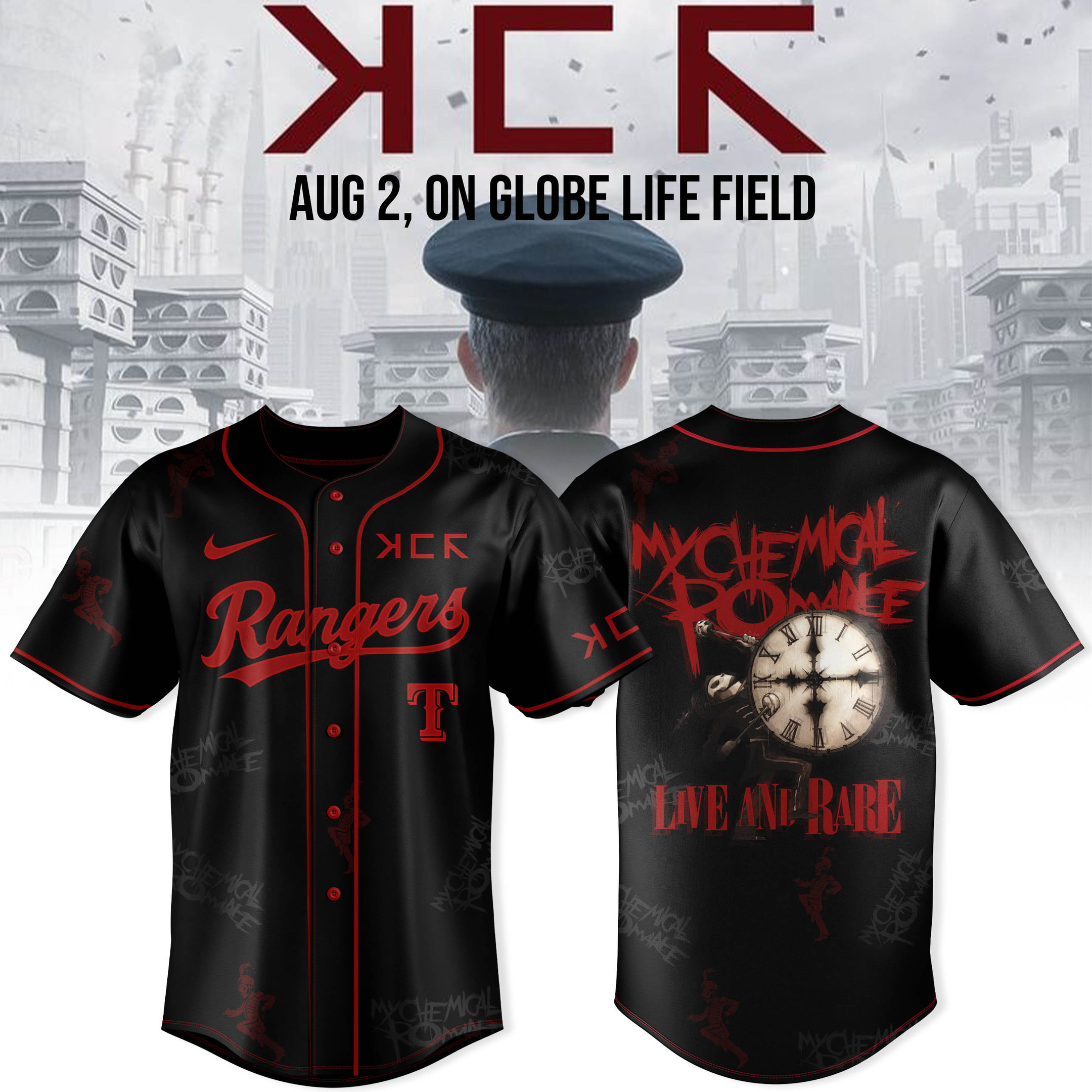 Texas Rangers X My Chemical Romance Jersey Live And Rare Gift For Sport Enthusiasts-1