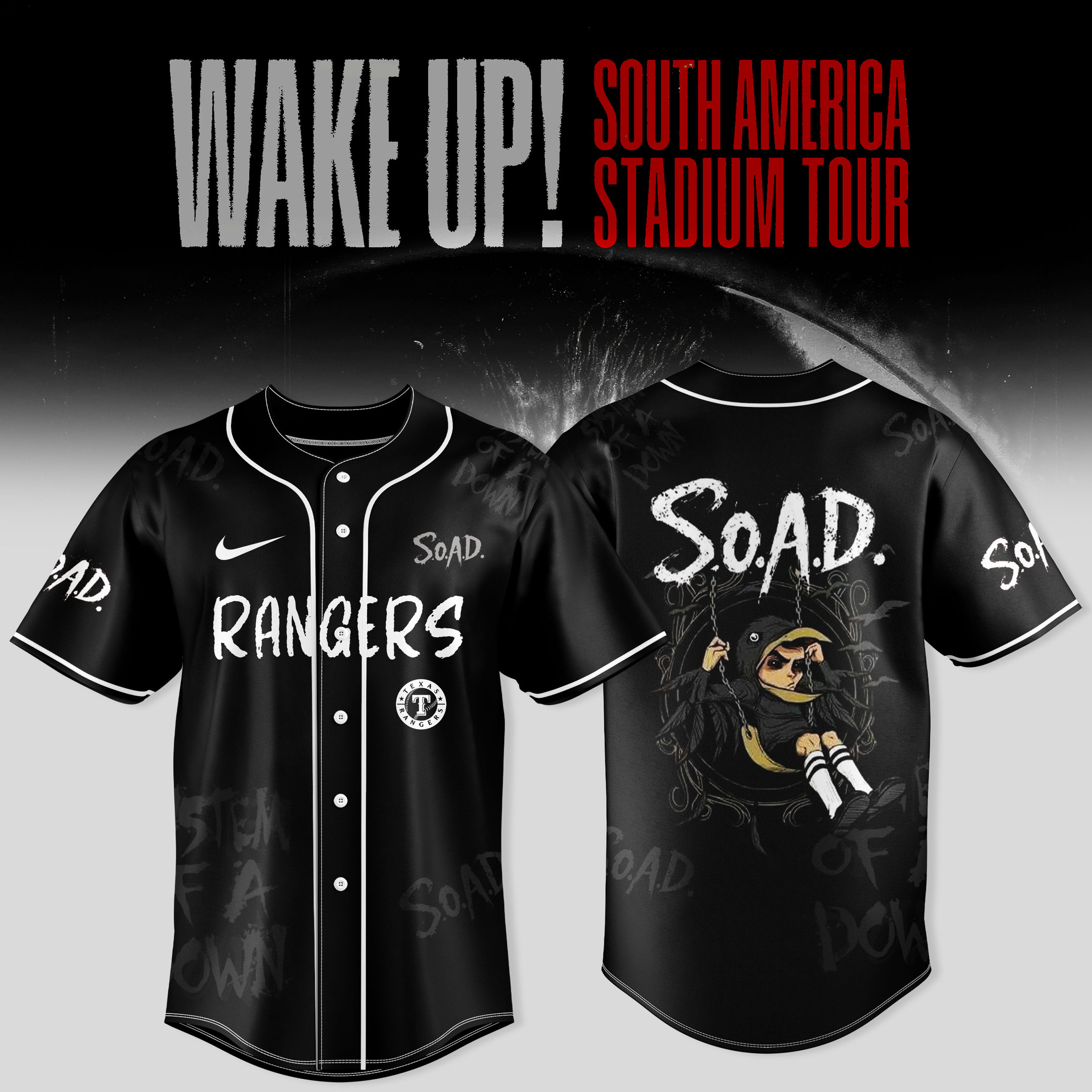 Texas Rangers X System Of A Down Jersey Wake Up South America 2025 Saod Merch For Sport Lovers-1