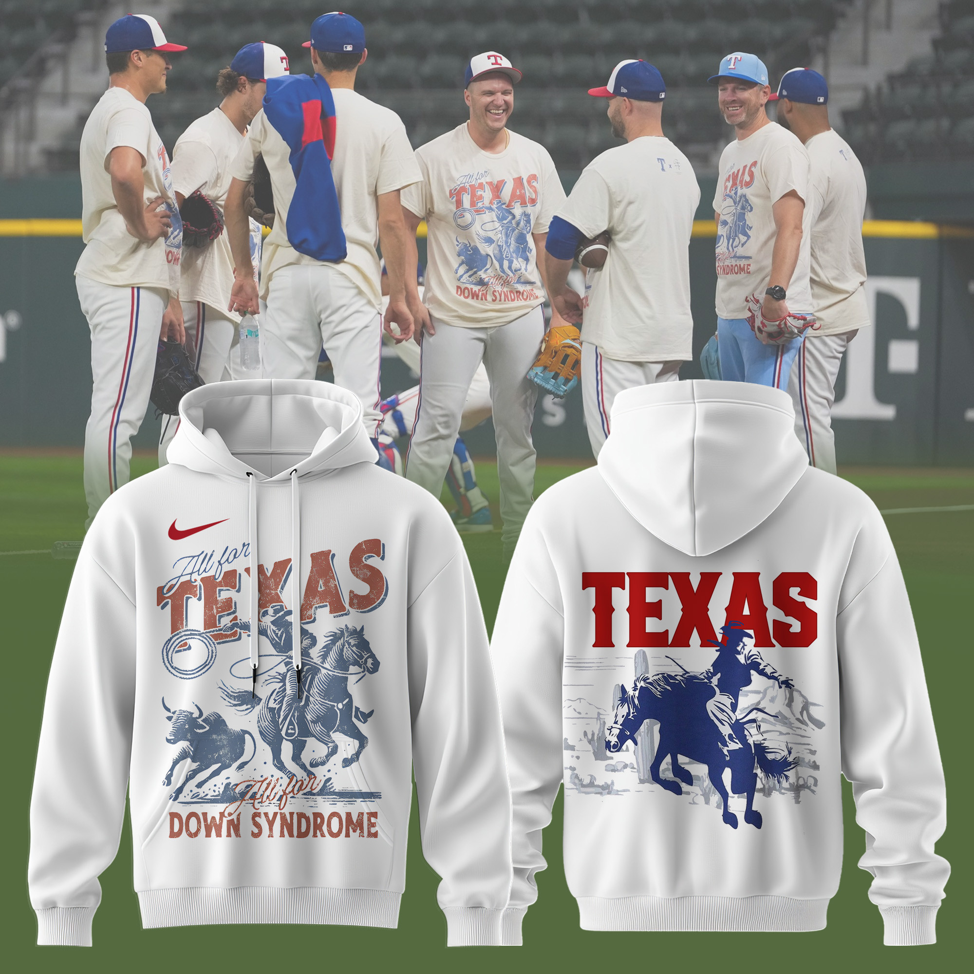 Texas Rangers X The Burger Hoodie Family Foundation All For Down Syndrome Best Fans Merch-1