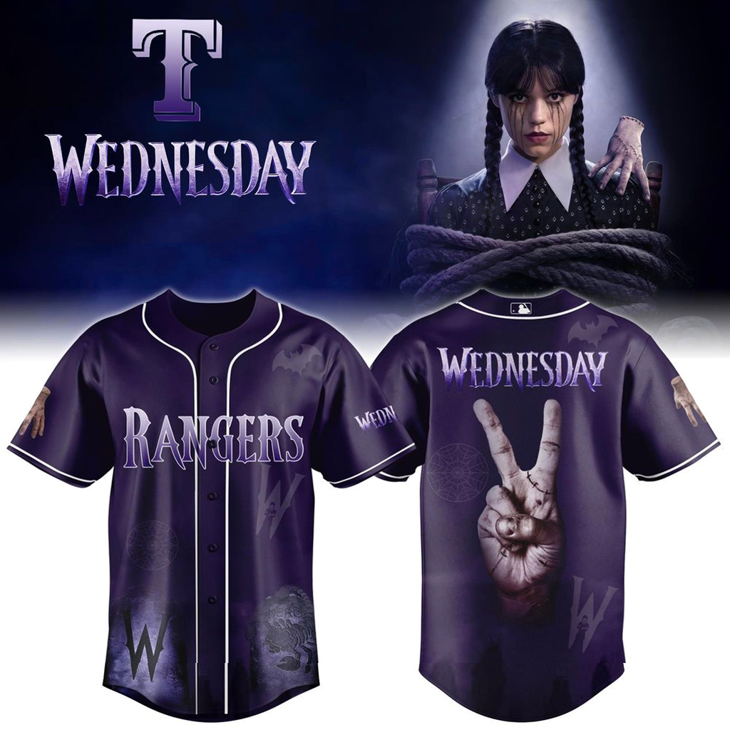 Texas Rangers X Wednesday Season 2 Jersey Rangers Merch Gifts For Baseball Fans-1 Texas Rangers X Wednesday Season 2 Jersey Rangers Merch Gifts For Baseball Fans-1
