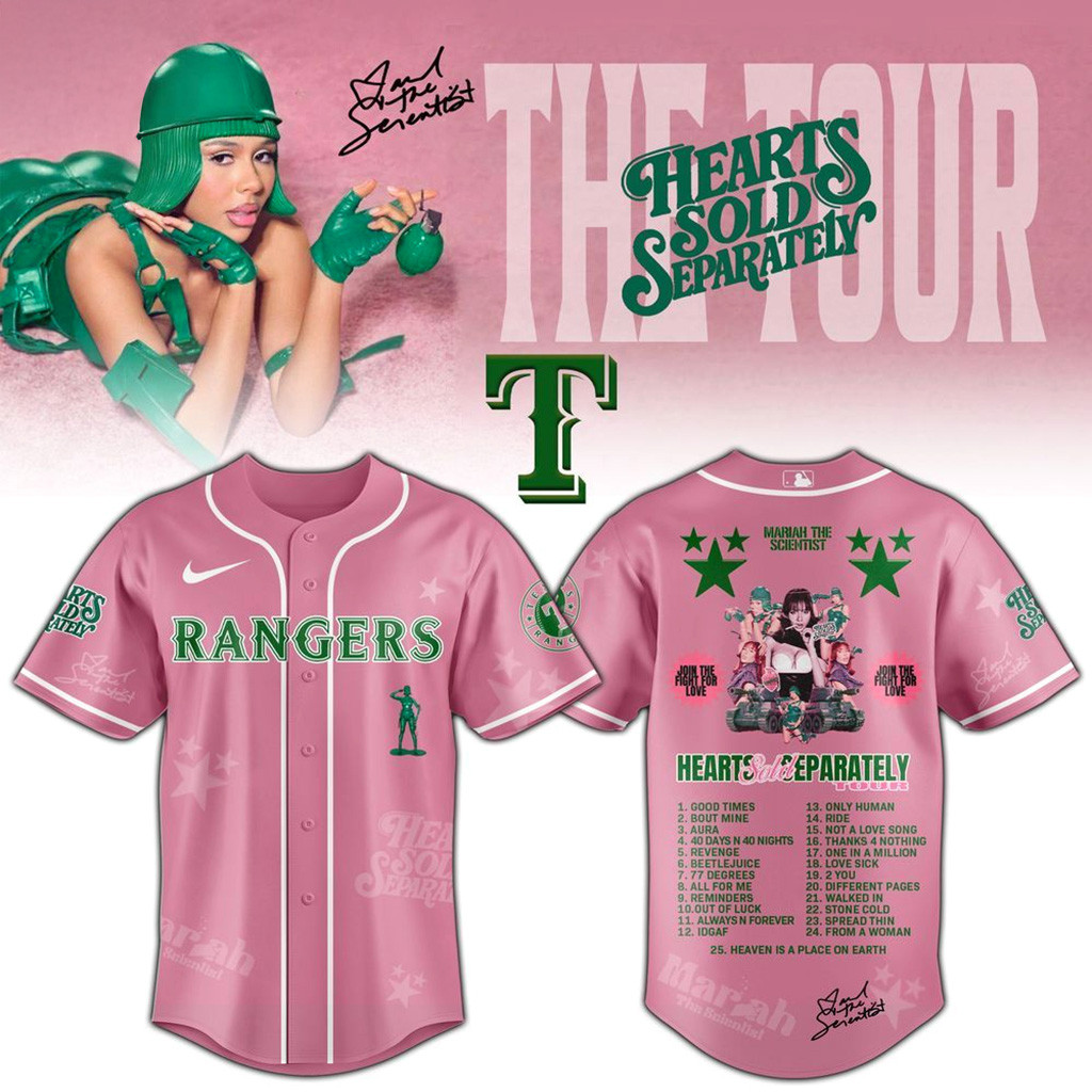 Texas Rangers x Mariah The Scientist Hearts Sold Separately Tour Jersey Fan Merch Her Gifts-1 Texas Rangers x Mariah The Scientist Hearts Sold Separately Tour Jersey Fan Merch Her Gifts-1