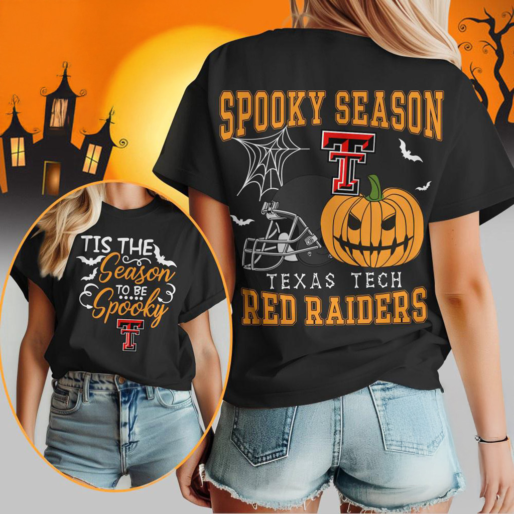 Texas Tech Red Raiders 2025 NCAA Halloween Spooky Season Vintage T-Shirt Raiders Merch-1 Texas Tech Red Raiders 2025 NCAA Halloween Spooky Season Vintage T-Shirt Raiders Merch-1