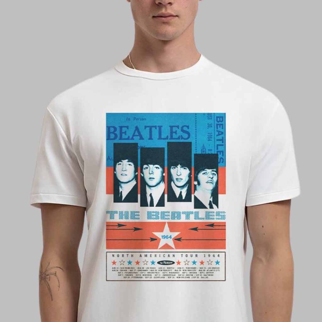 The Beatles Merch 60th Anniversary Poster The Beatles In Person T-Shirt Gifts For Rock Band Fans-1
