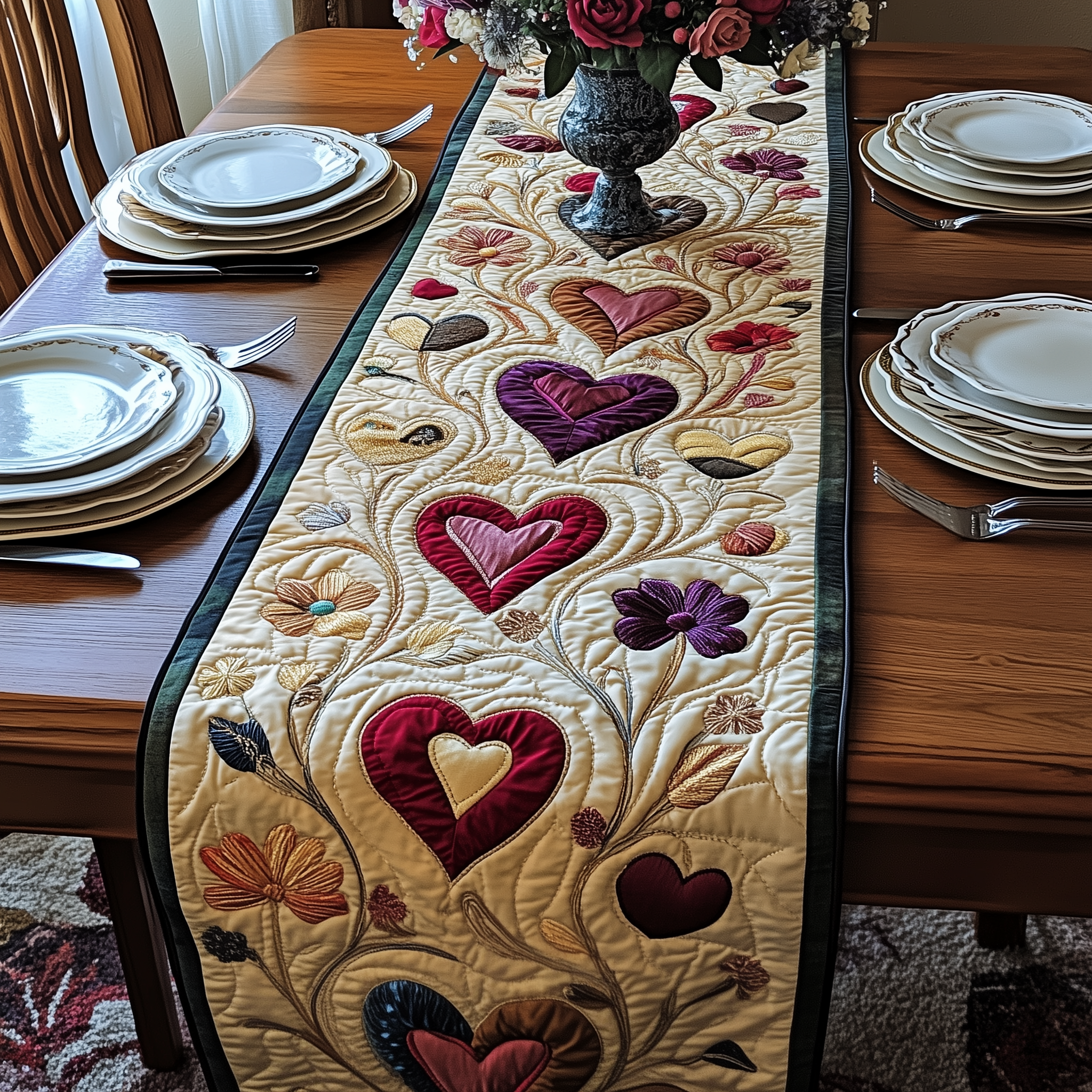 The Bloom of Us Quilted Table Runner Valentine's Day Gifts For Mom-1 The Bloom of Us Quilted Table Runner Valentine's Day Gifts For Mom-1