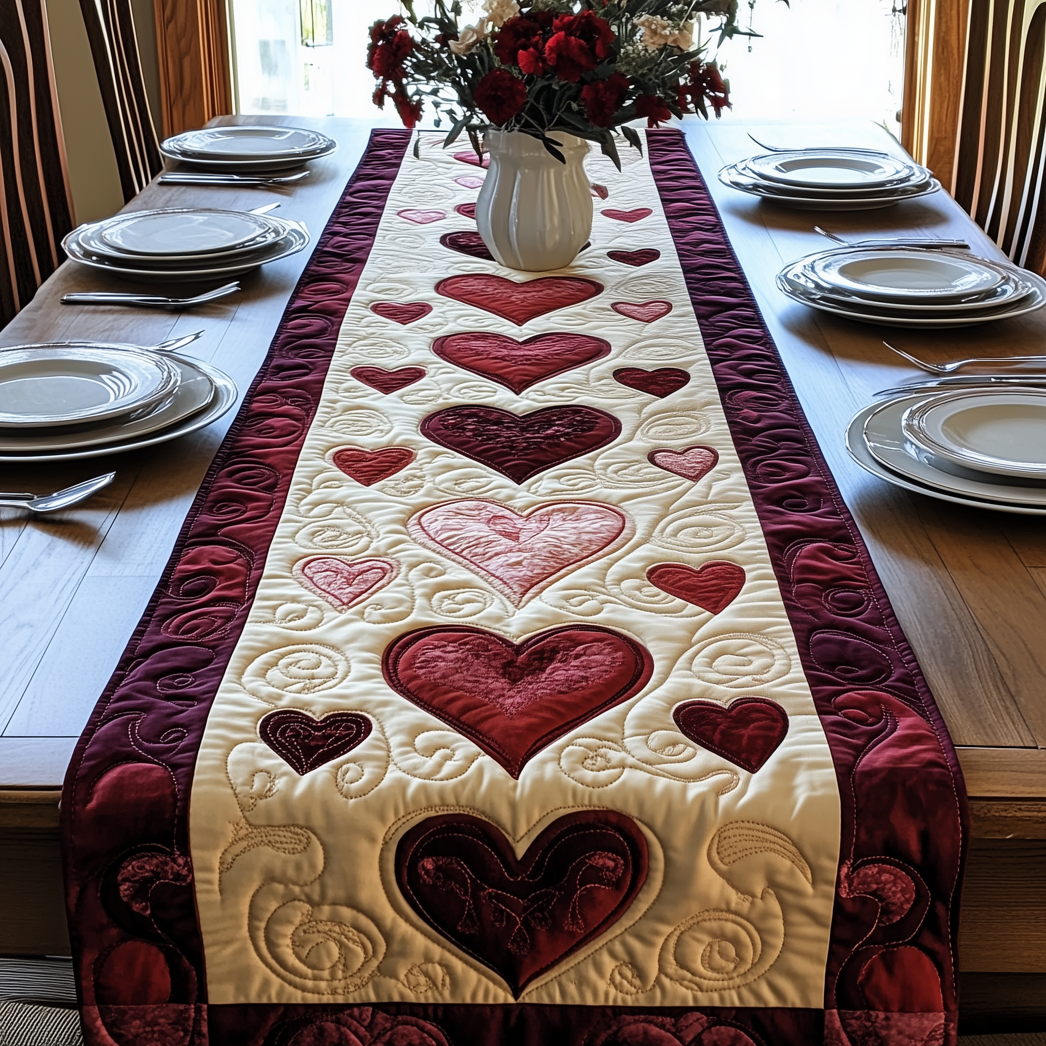 The Bloom of Us Quilted Table Runner Valentine's Day Presents-1 The Bloom of Us Quilted Table Runner Valentine's Day Presents-1
