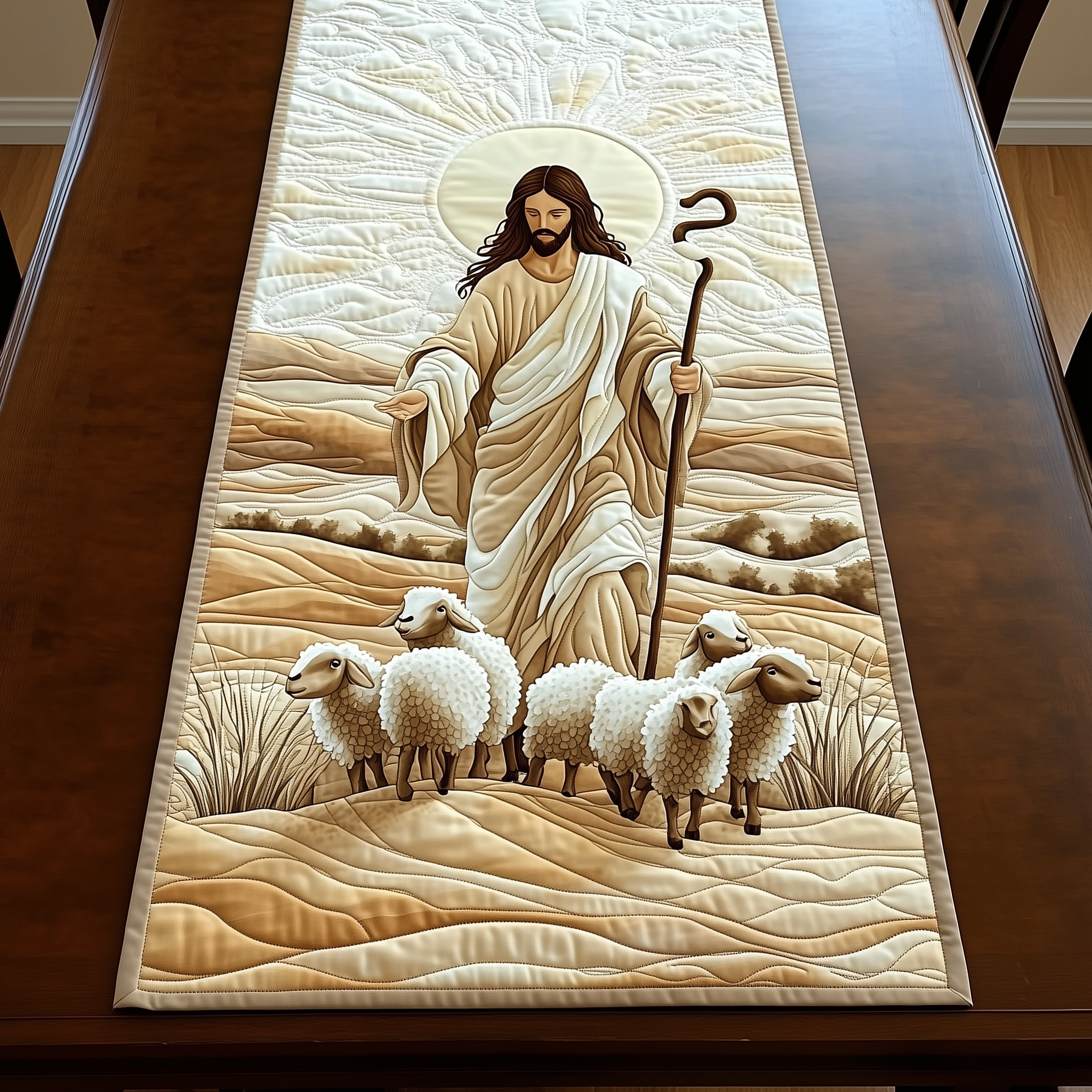 The Holy Shepherd Quilted Table Runner Faith Based Christian Christmas Gifts For Friends-1 The Holy Shepherd Quilted Table Runner Faith Based Christian Christmas Gifts For Friends-1