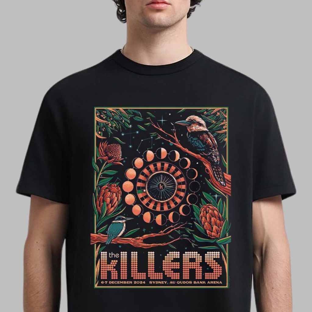 The Killers Poster For Show In Sydney Australia At AU Qudos Bank Arena On December 6 And 7 2024 T-Shirt The Killers Merch-1 The Killers Poster For Show In Sydney Australia At AU Qudos Bank Arena On December 6 And 7 2024 T-Shirt The Killers Merch-1