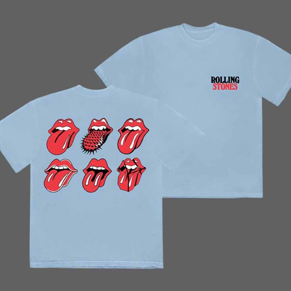 The Rolling Stones Licks The Evolutionary Tongue Artwork Baby Blue T-Shirt The Rolling Stones Merch Gifts For Her-1