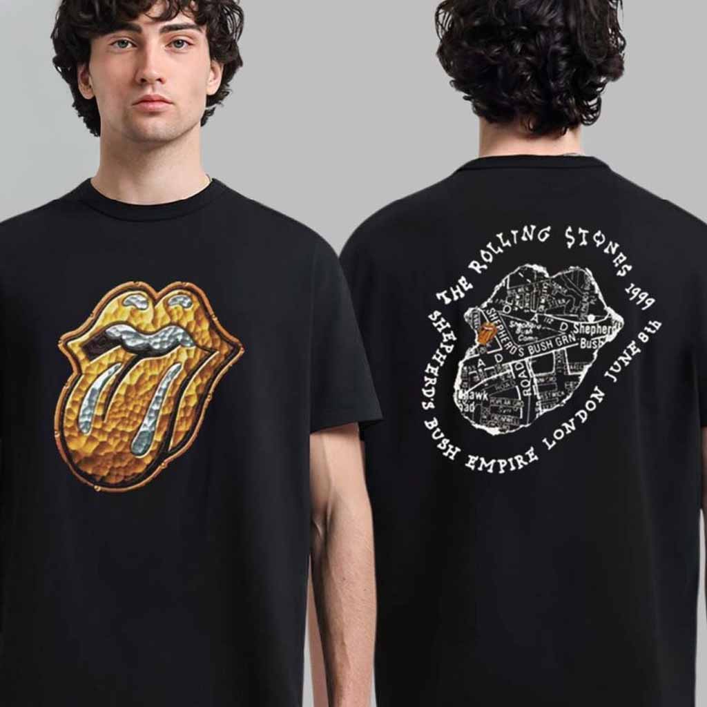 The Rolling Stones Vintage ShepherdÃ¯Â¿Â½s Bush Tour Art Inspired By The June 8 1999 Surprise Date In London England T-Shirt The Rolling Stones Merch-1