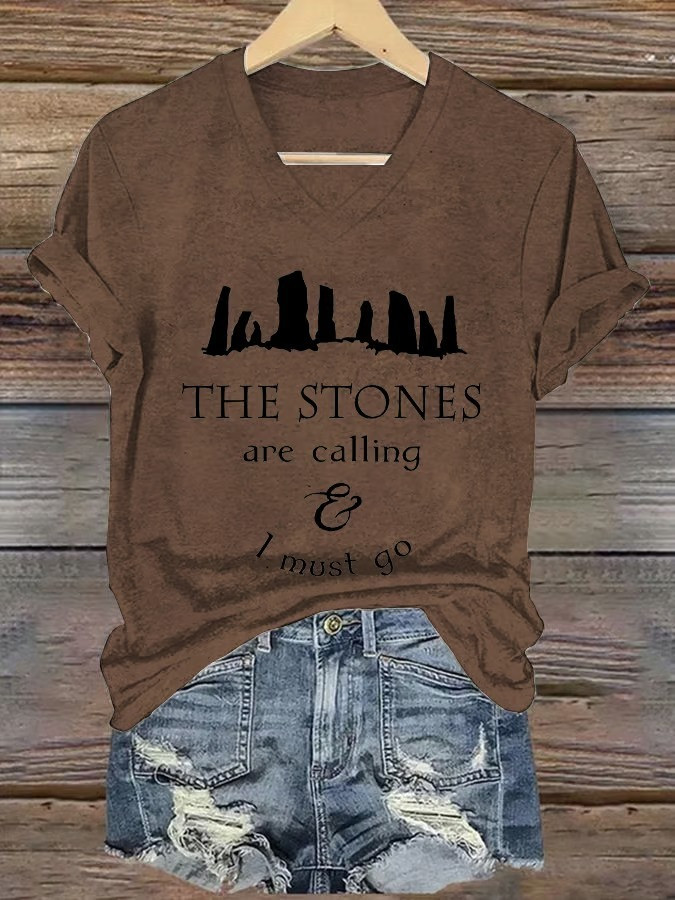 The Stones Are Calling I Must Go V-Neck Shirt Outlander Series Fan Merch Apparel Gifts-1 The Stones Are Calling I Must Go V-Neck Shirt Outlander Series Fan Merch Apparel Gifts-1