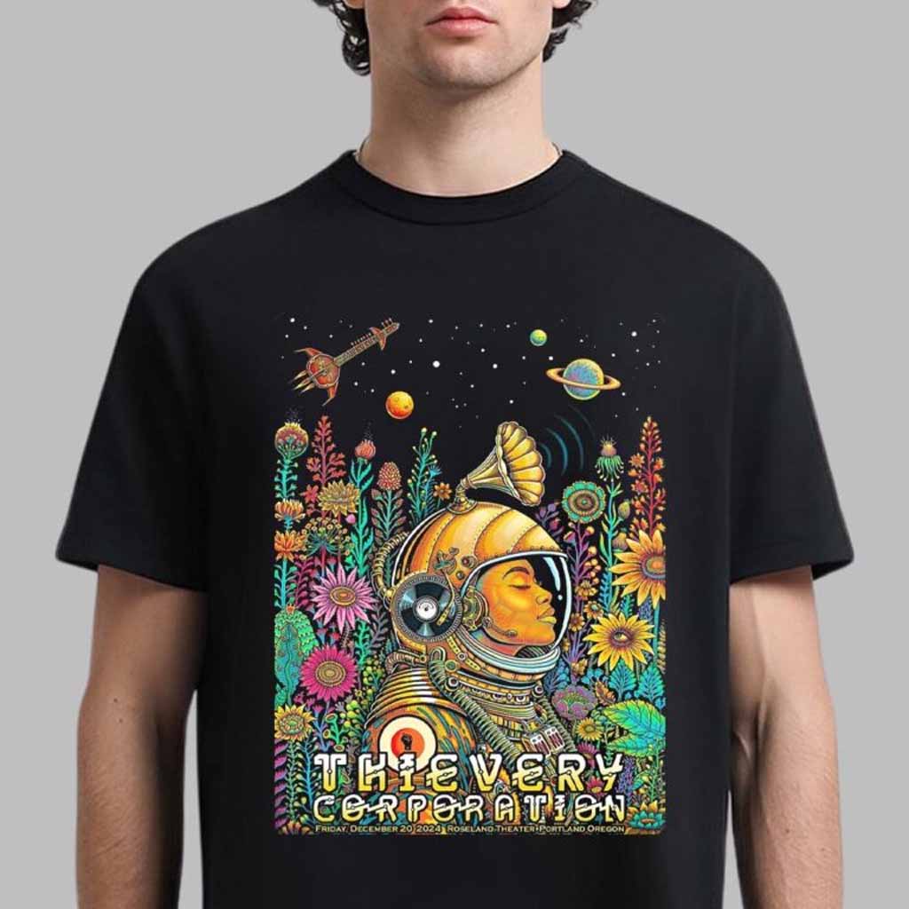 Thievery Corporation Poster For Show In Portland Oregon At Roseland Theater On December 20 2024 T-Shirt Thievery Corporation Merch Fans Gift-1
