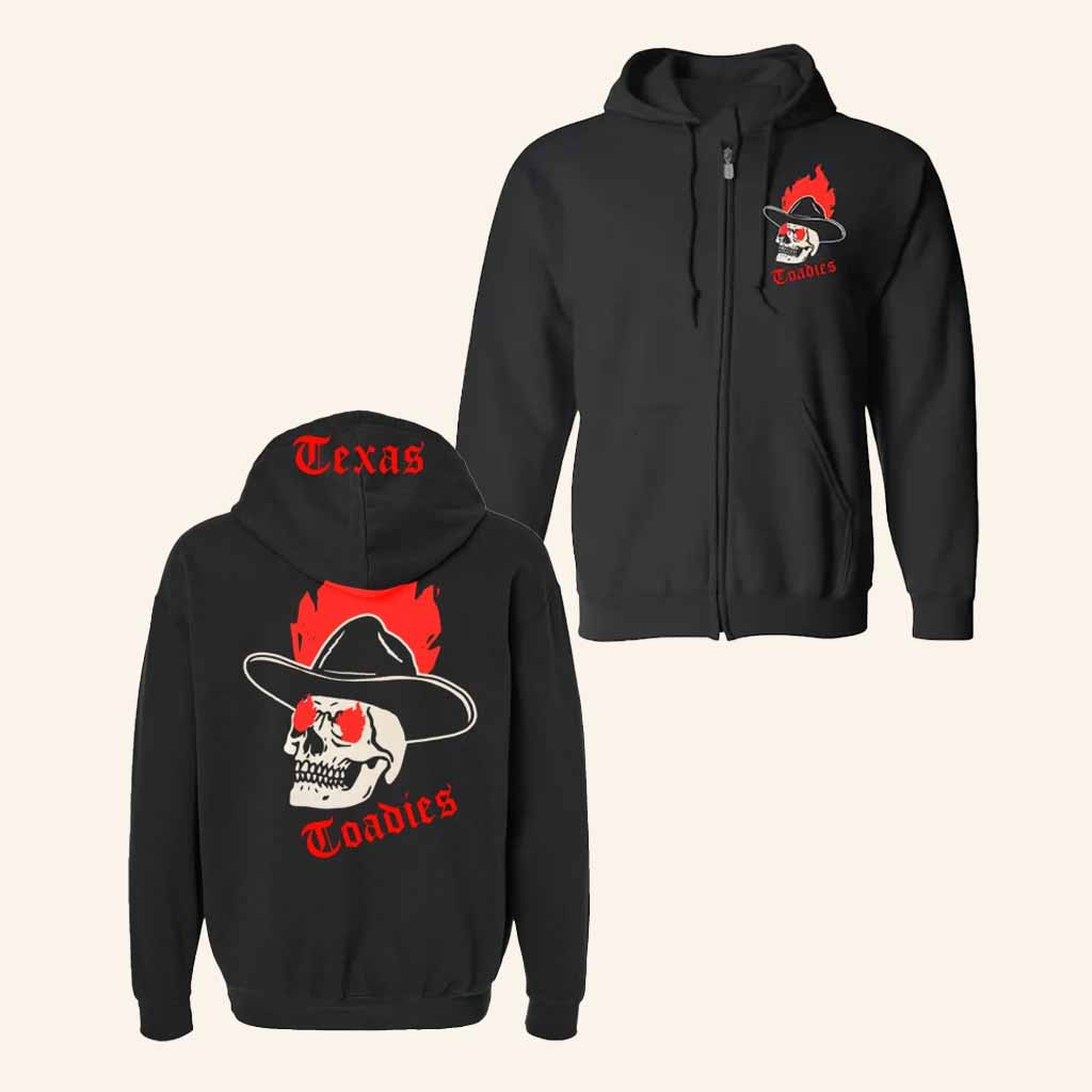 Toadies Merch Cowboy In Flames Zip Hoodie Best Gifts For Rock Music Lovers-1 Toadies Merch Cowboy In Flames Zip Hoodie Best Gifts For Rock Music Lovers-1