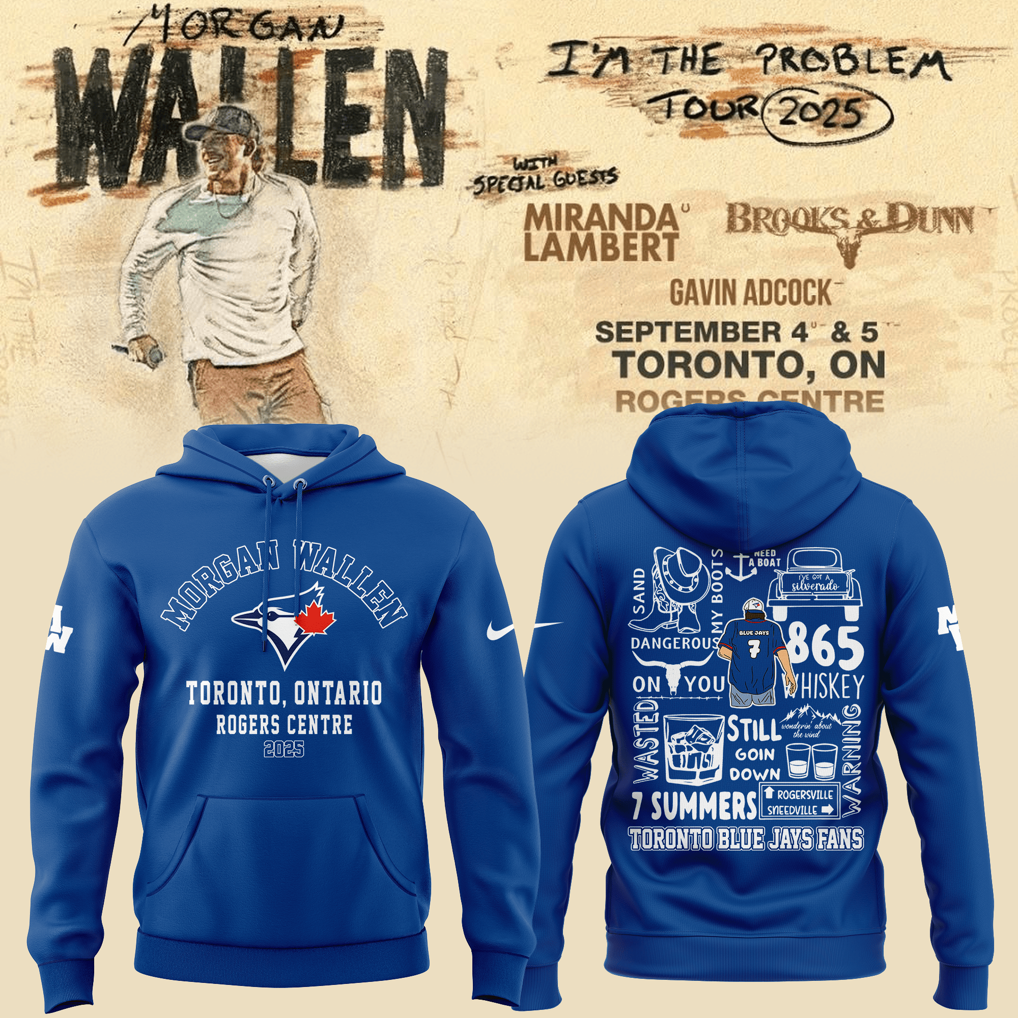 Toronto Blue Jays X Morgan Wallen Hoodie 7 Summers Rogers Centre 2025 Tour Best Concert Outfits-1 Toronto Blue Jays X Morgan Wallen Hoodie 7 Summers Rogers Centre 2025 Tour Best Concert Outfits-1