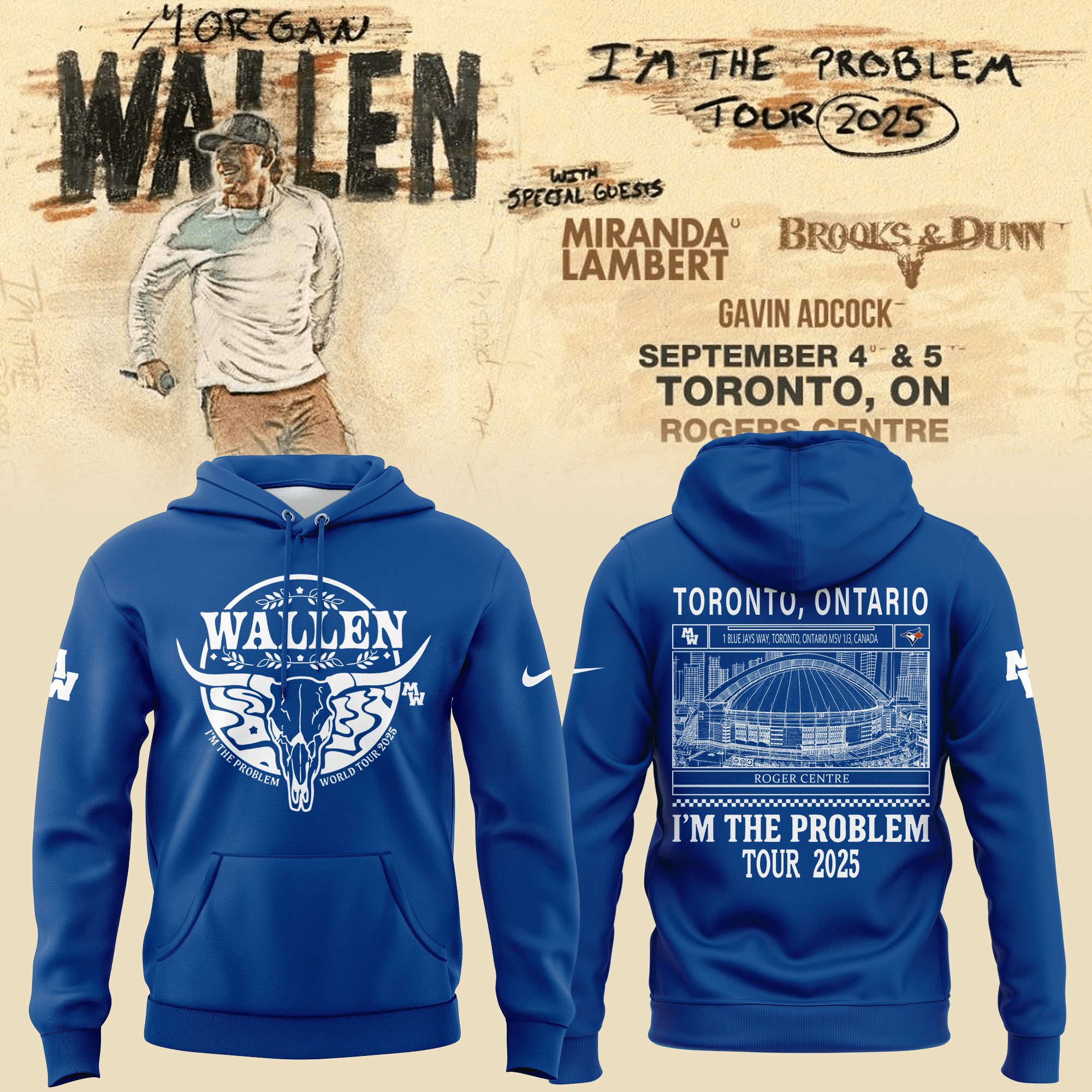 Toronto Blue Jays X Morgan Wallen Hoodie I'm The Problem 7 Summers 2025 Tour Best Fans Clothing-1 Toronto Blue Jays X Morgan Wallen Hoodie I'm The Problem 7 Summers 2025 Tour Best Fans Clothing-1