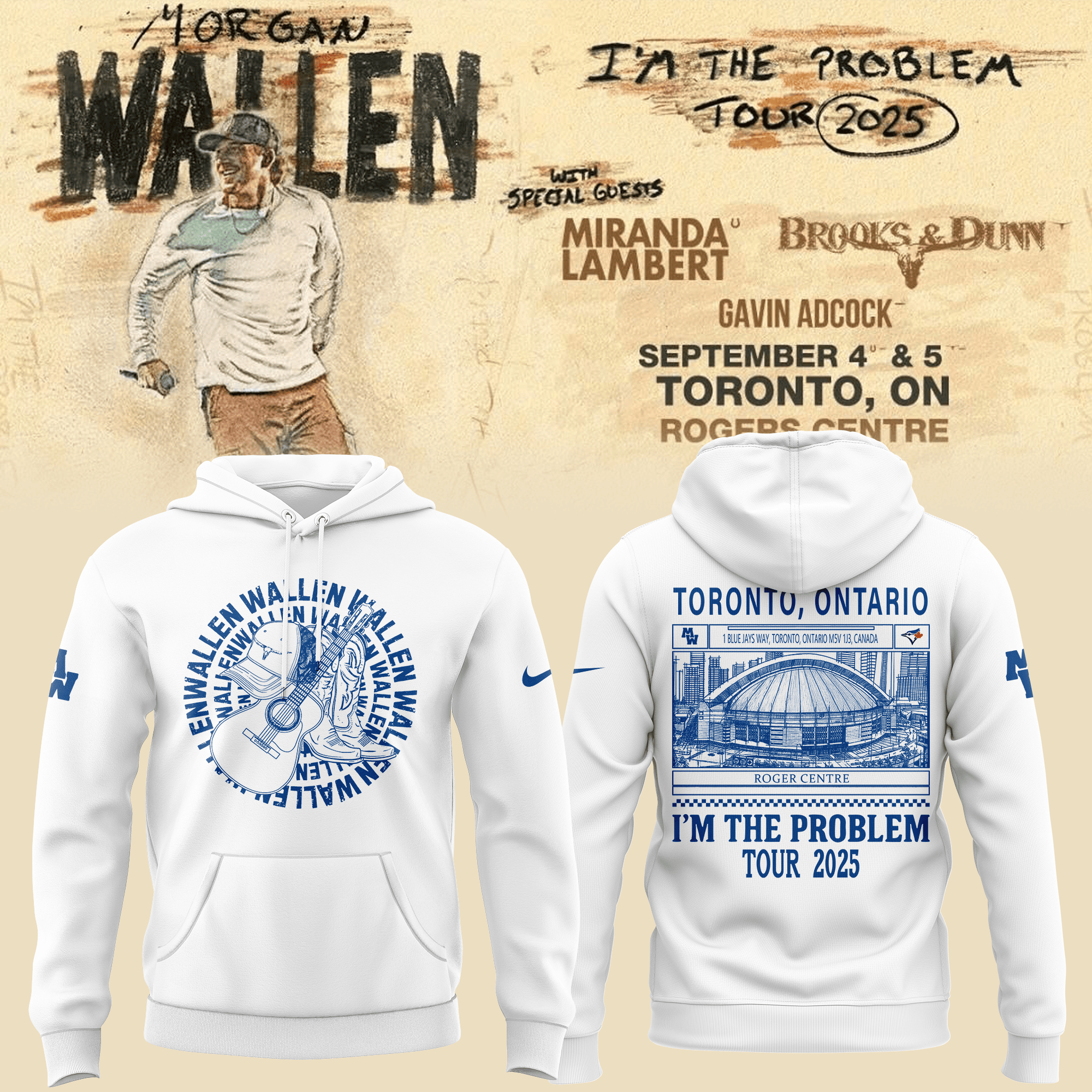 Toronto Blue Jays X Morgan Wallen Hoodie I'm The Problem Tour 2025 Baseball Lovers Gifts-1 Toronto Blue Jays X Morgan Wallen Hoodie I'm The Problem Tour 2025 Baseball Lovers Gifts-1