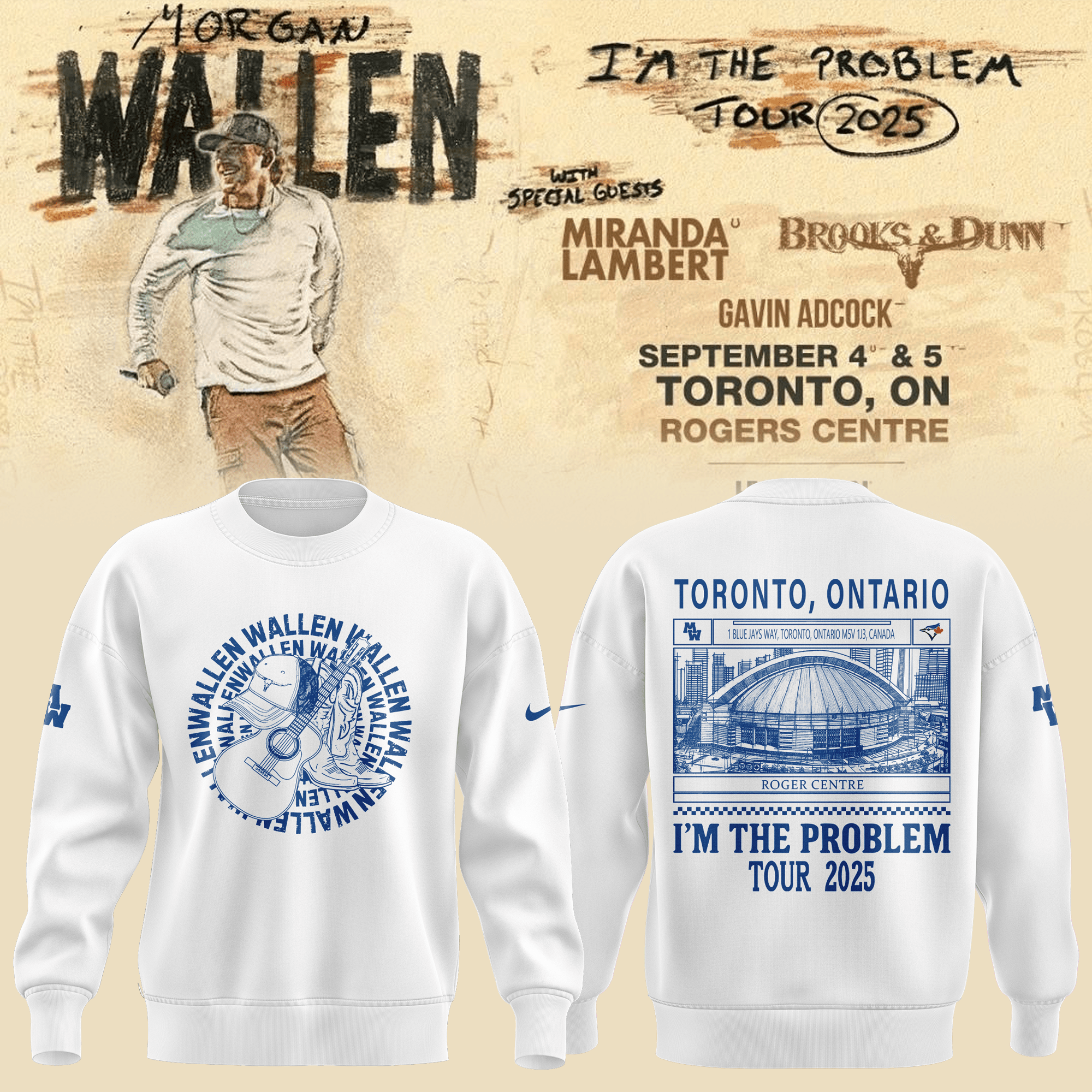 Toronto Blue Jays X Morgan Wallen Sweatshirt I'm The Problem Tour 2025 Baseball Lovers Gifts-1