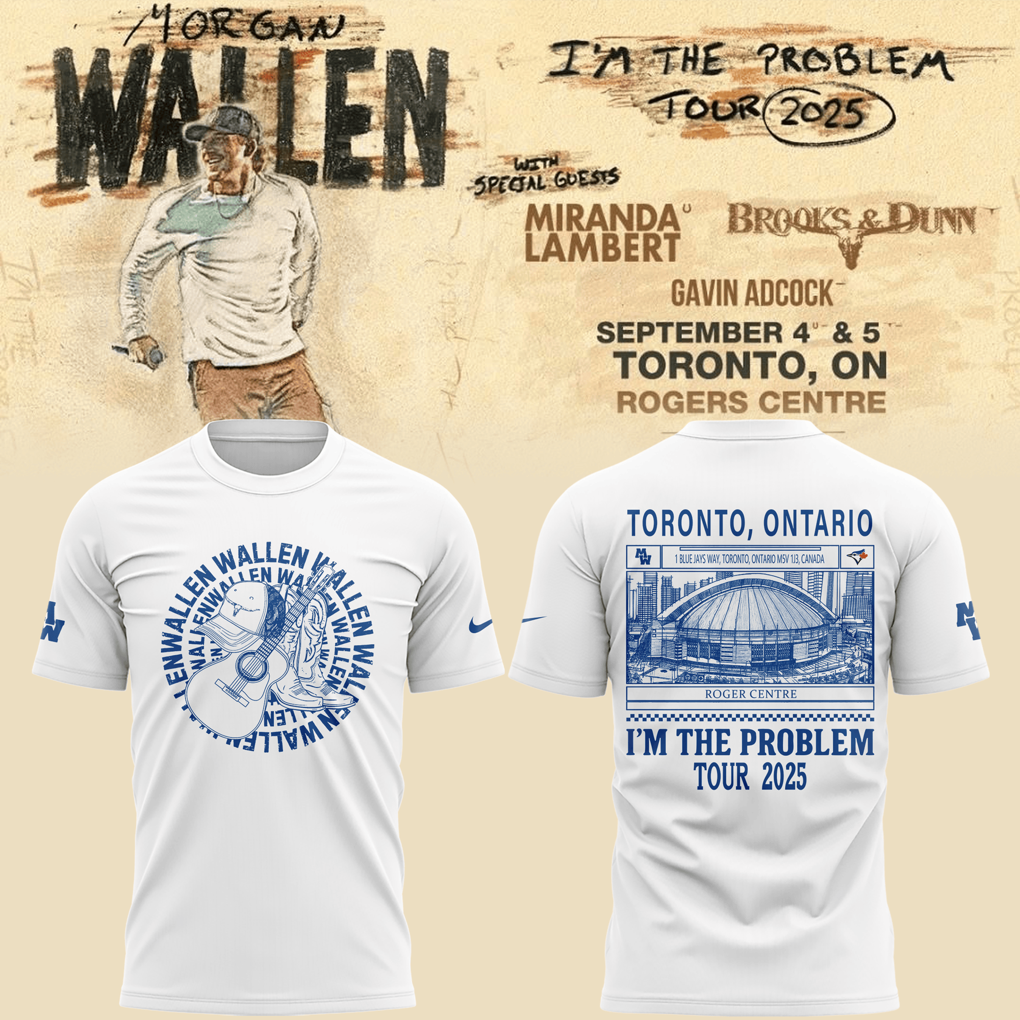 Toronto Blue Jays X Morgan Wallen T-Shirt I'm The Problem Tour 2025 Best Baseball Gifts-1