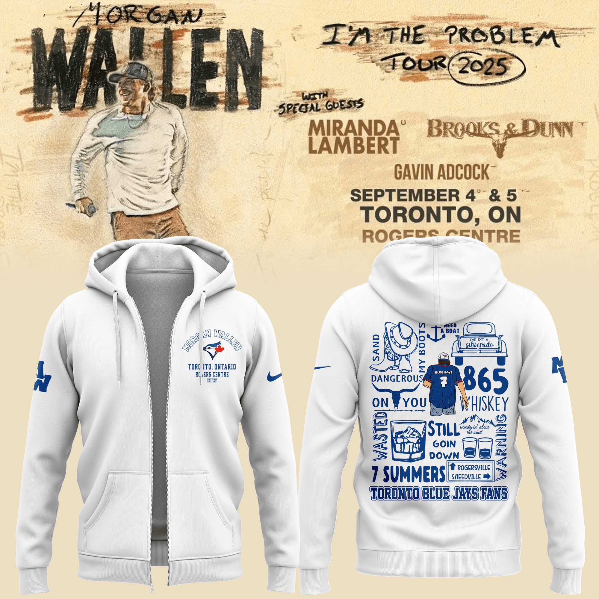 Toronto Blue Jays X Morgan Wallen Zip Hoodie 7 Summers Toronto Blue Jays Fans Music Lover Gifts-1 Toronto Blue Jays X Morgan Wallen Zip Hoodie 7 Summers Toronto Blue Jays Fans Music Lover Gifts-1