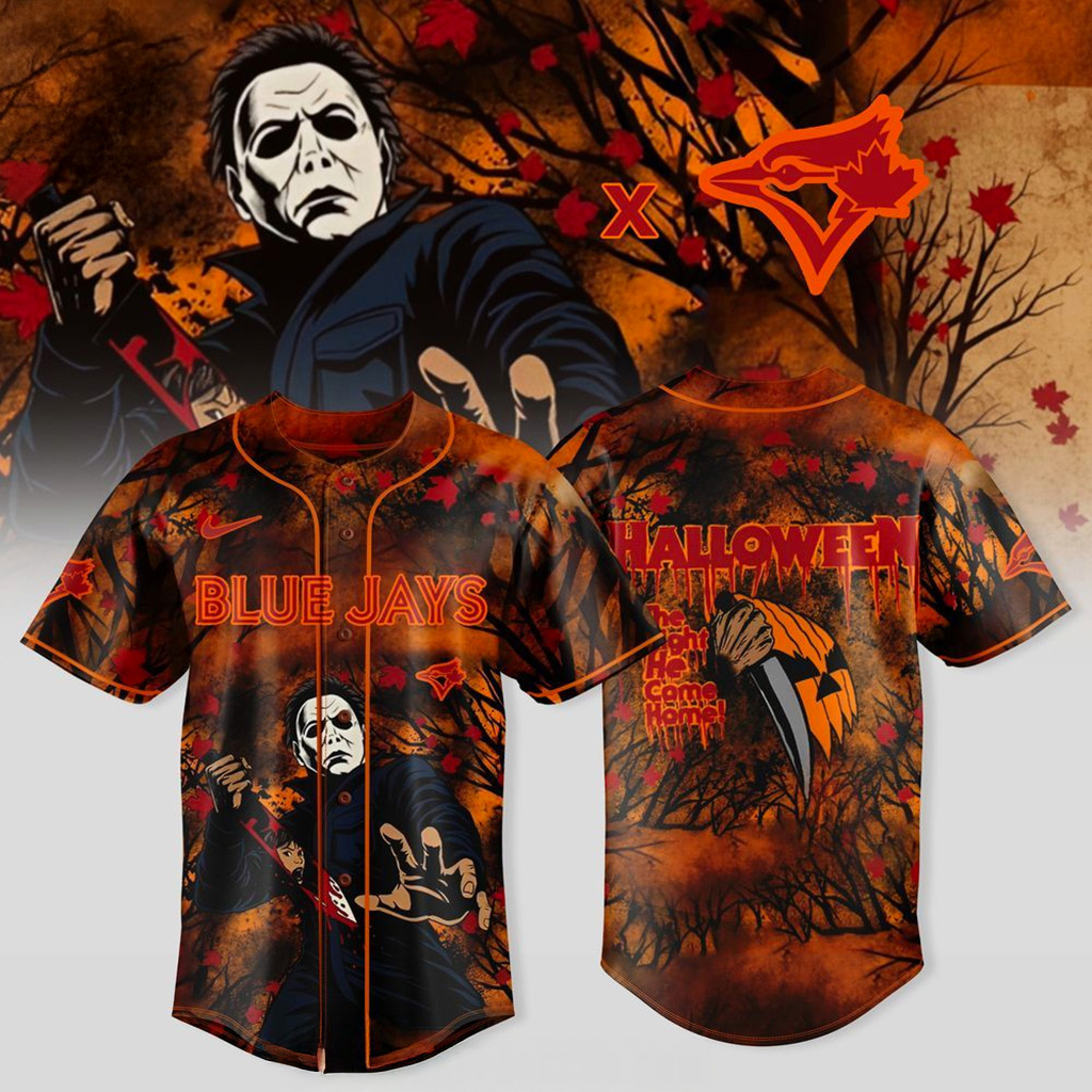 Toronto Blue Jays x Michael Myers 2025 Halloween Jersey Jays Merch Halloween Gifts-1