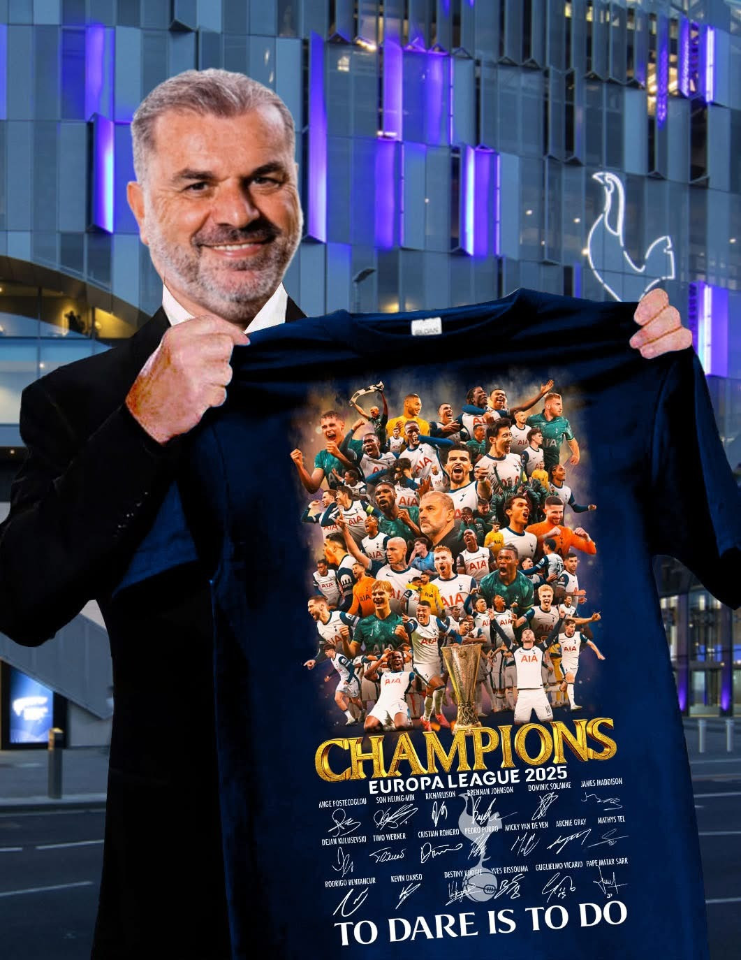 Tottenham Hotspur UEFA Europa League 2025 Champions Shirt Fan Merch To Dare Is To Do-1