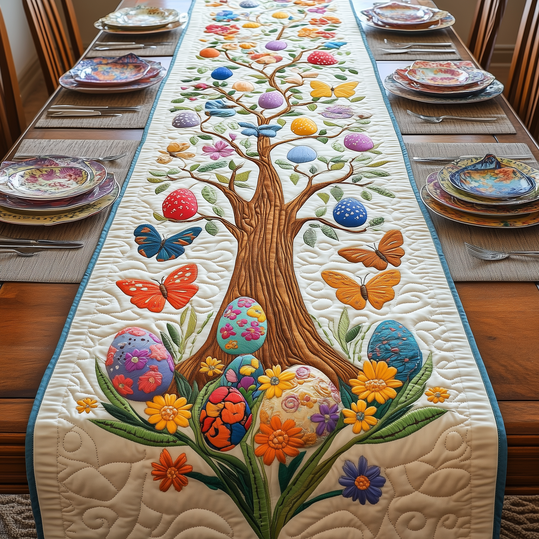 Tree Of Easter Eggs Quilted Table Runner Valentine Day Gifts For Husband-1 Tree Of Easter Eggs Quilted Table Runner Valentine Day Gifts For Husband-1
