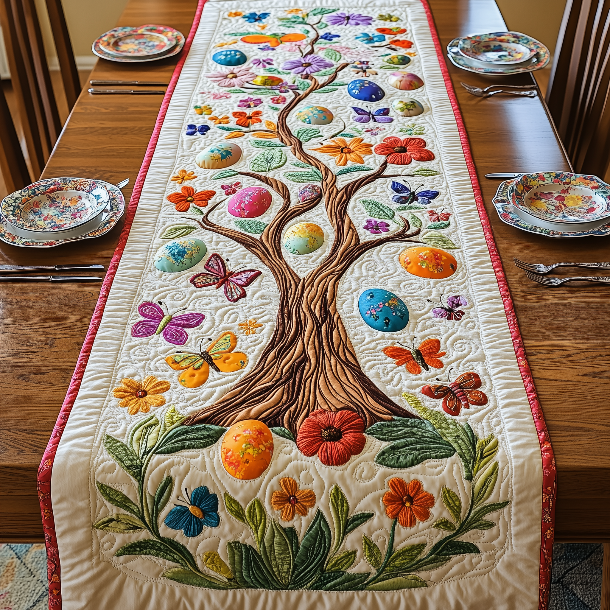 Tree Of Easter Eggs Quilted Table Runner Valentine Day Presents-1 Tree Of Easter Eggs Quilted Table Runner Valentine Day Presents-1