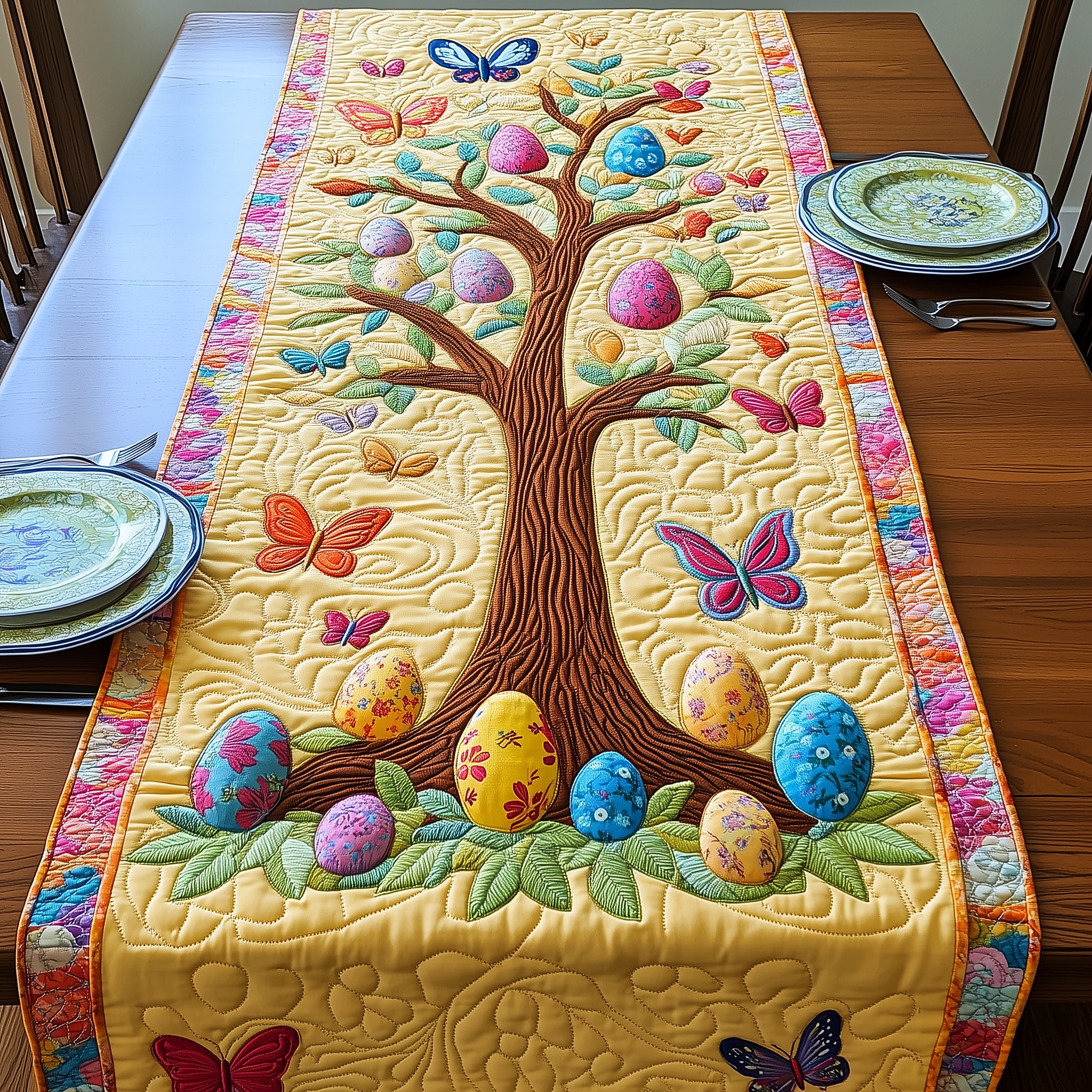 Tree Of Eggs Quilted Table Runner Valentine Day Gifts For Girlfriend-1 Tree Of Eggs Quilted Table Runner Valentine Day Gifts For Girlfriend-1