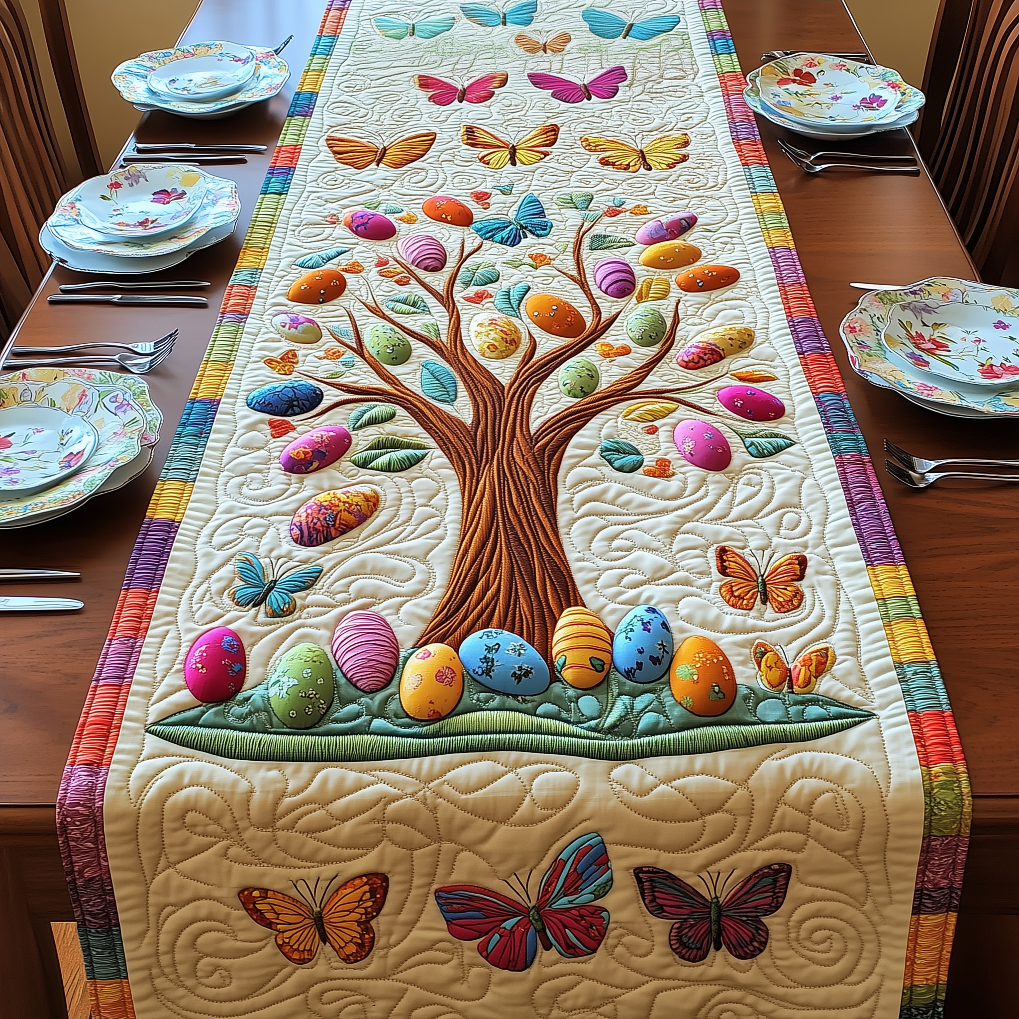 Tree Of Eggs Quilted Table Runner Valentine Day Gifts For Husband-1 Tree Of Eggs Quilted Table Runner Valentine Day Gifts For Husband-1