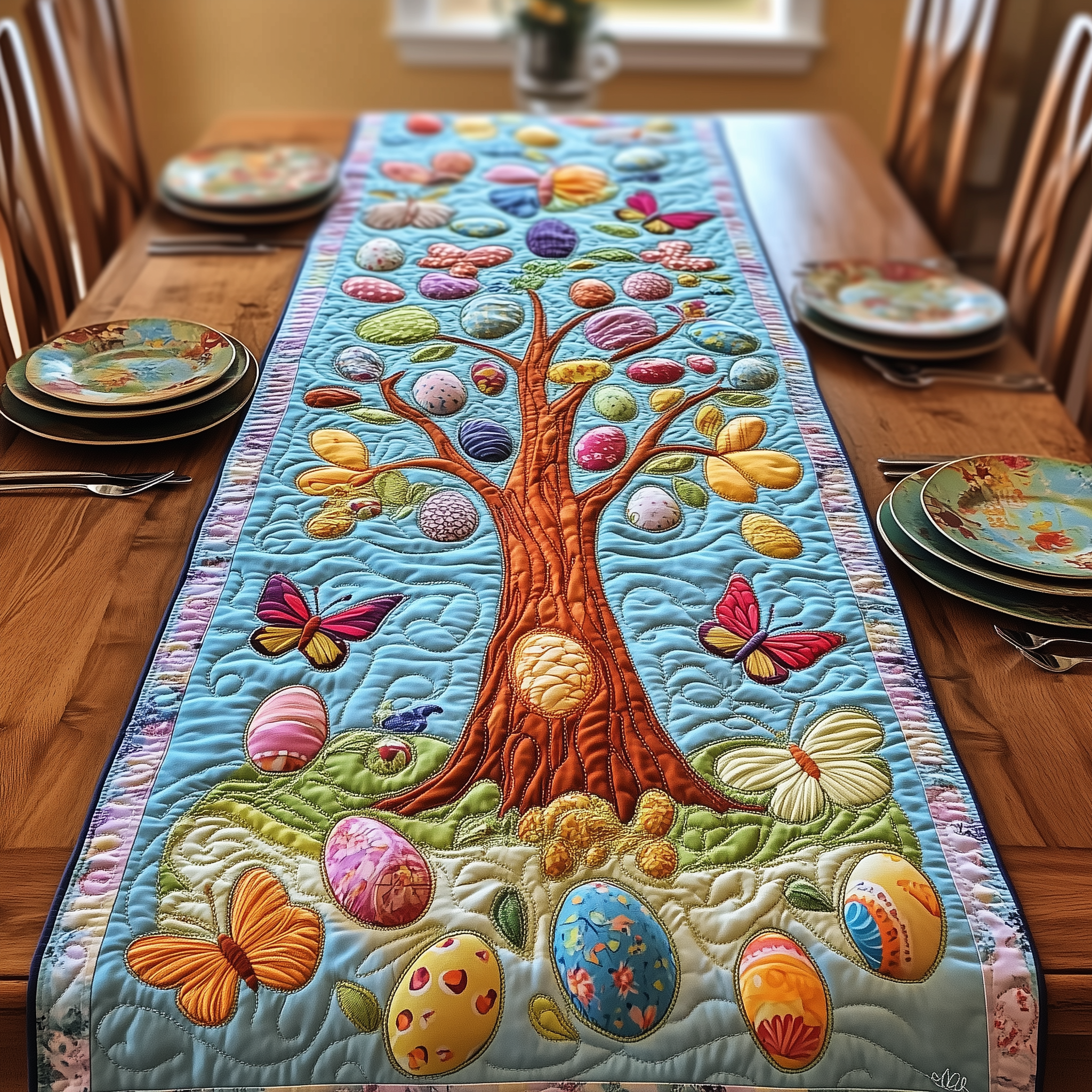 Tree Of Eggs Quilted Table Runner Valentine Day Ideas For Women-1 Tree Of Eggs Quilted Table Runner Valentine Day Ideas For Women-1