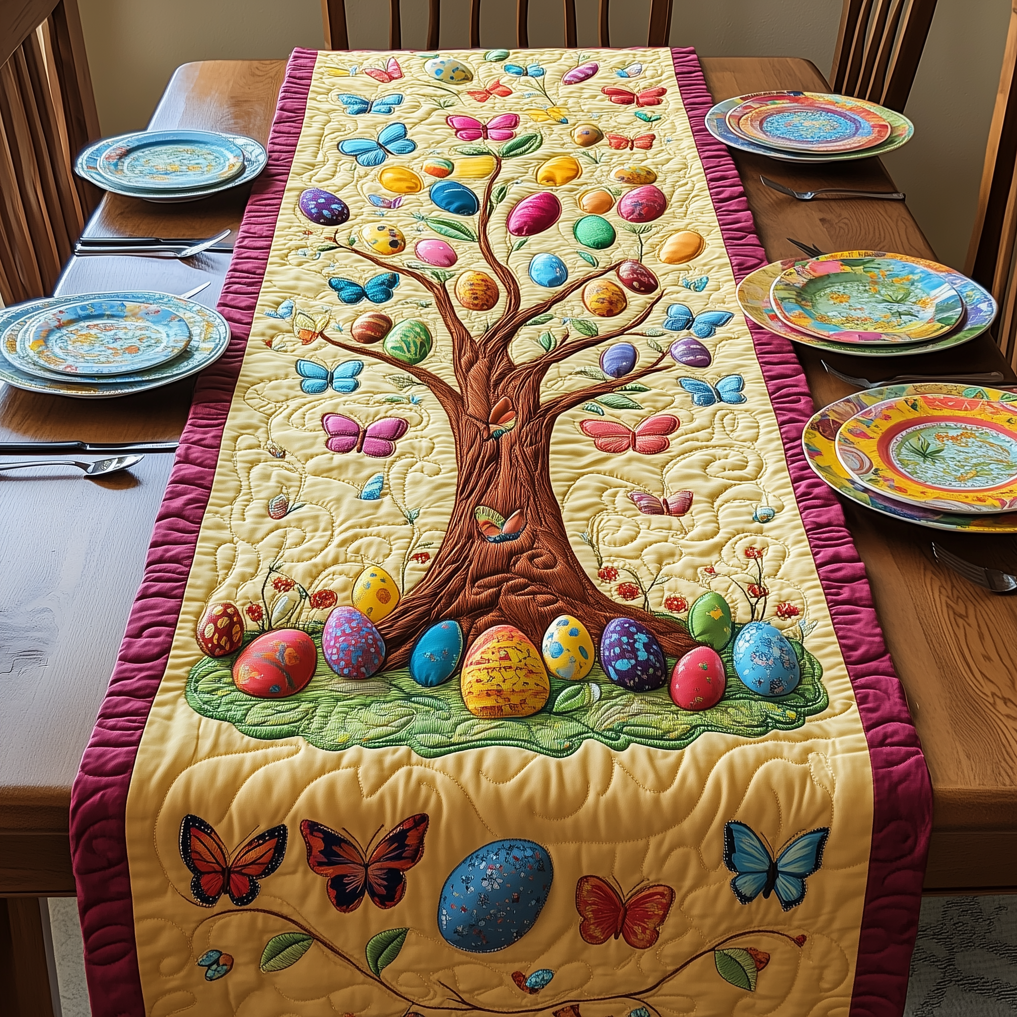 Tree Of Eggs Quilted Table Runner Valentine Day Ideas-1 Tree Of Eggs Quilted Table Runner Valentine Day Ideas-1