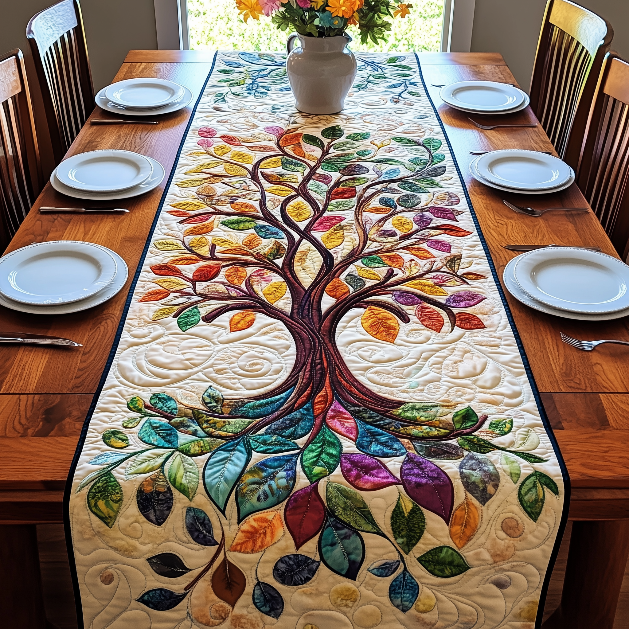 Tree Of Life Quilted Table Runner Good Valentine's Gifts For Him-1 Tree Of Life Quilted Table Runner Good Valentine's Gifts For Him-1