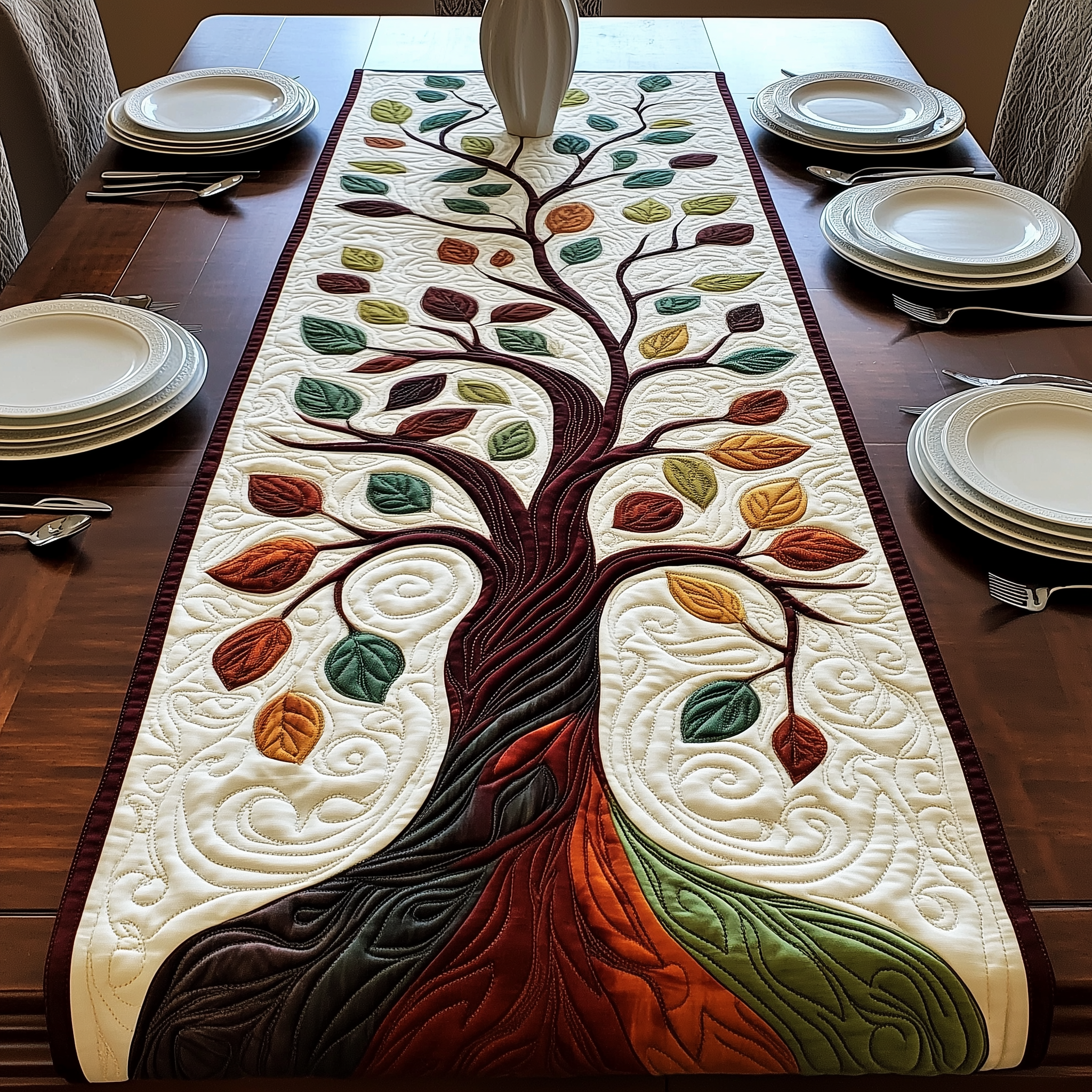 Tree Of Life Quilted Table Runner Valentine Day Gifts For Husband-1