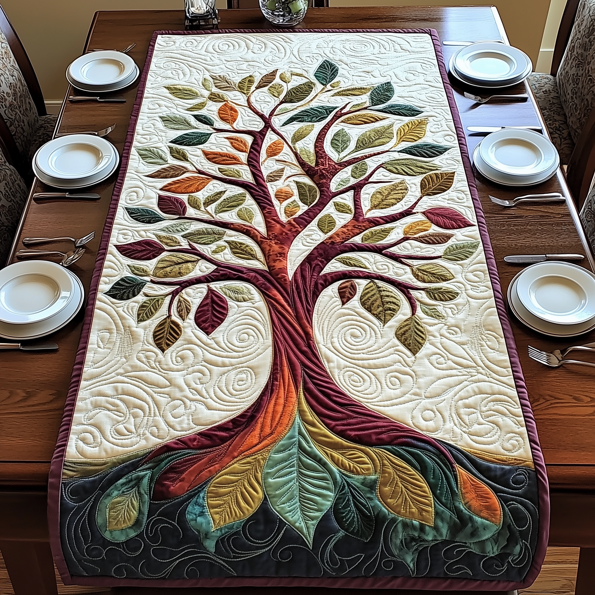 Tree Of Life Quilted Table Runner Valentine Day Present Ideas-1
