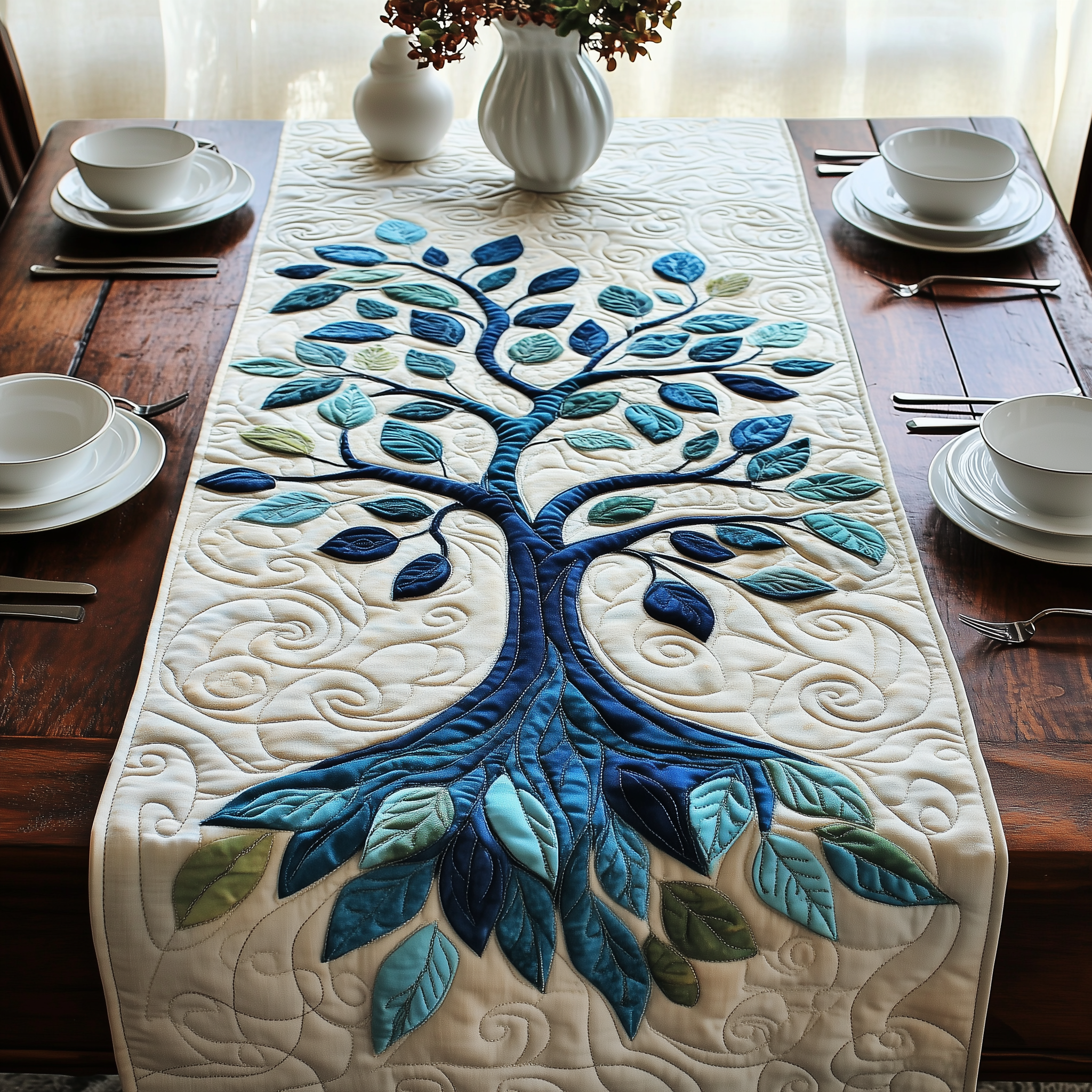 Tree Of Life Quilted Table Runner Valentine Day Presents For Her-1 Tree Of Life Quilted Table Runner Valentine Day Presents For Her-1