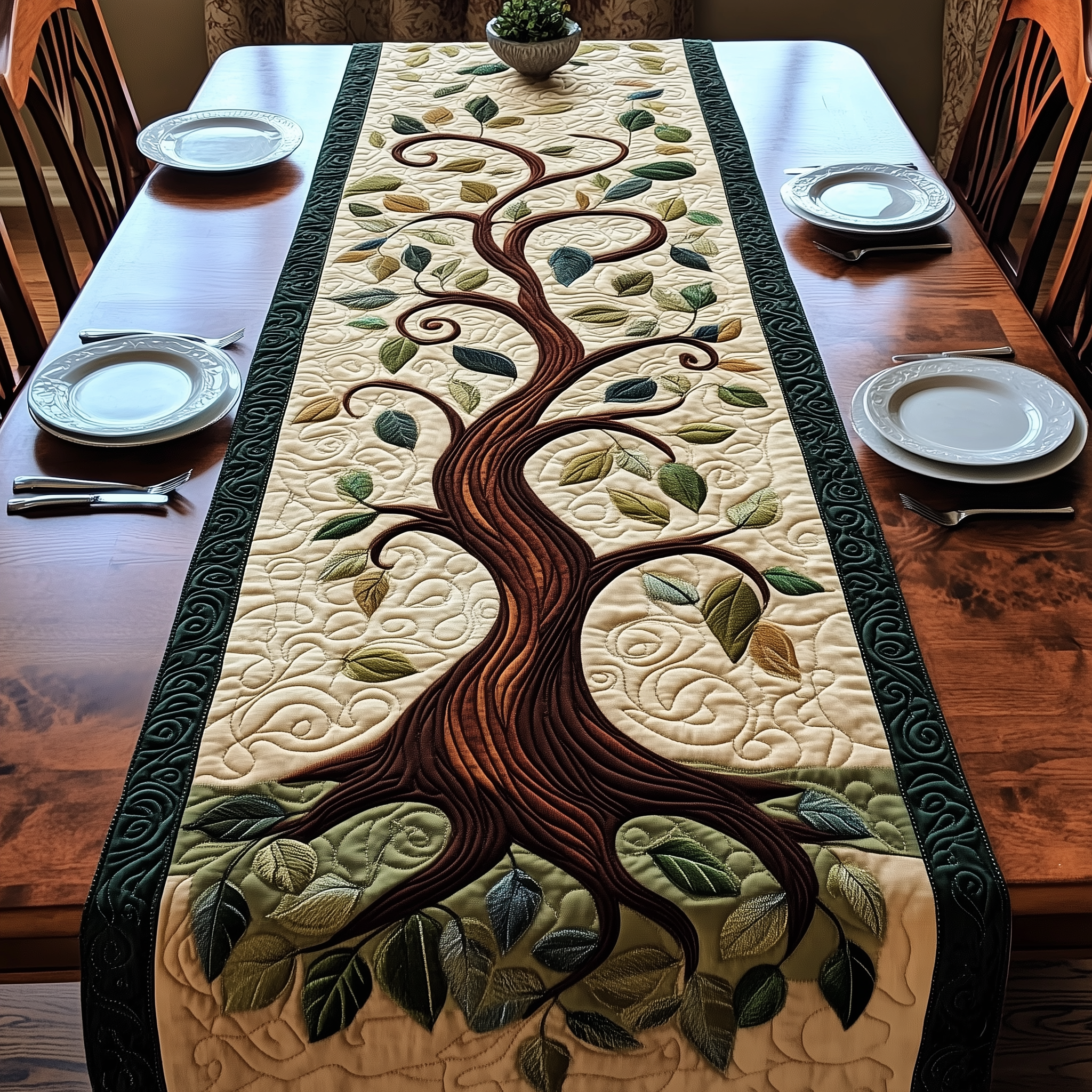 Tree Of Life Quilted Table Runner Valentine's Day Gifts For Mom-1 Tree Of Life Quilted Table Runner Valentine's Day Gifts For Mom-1