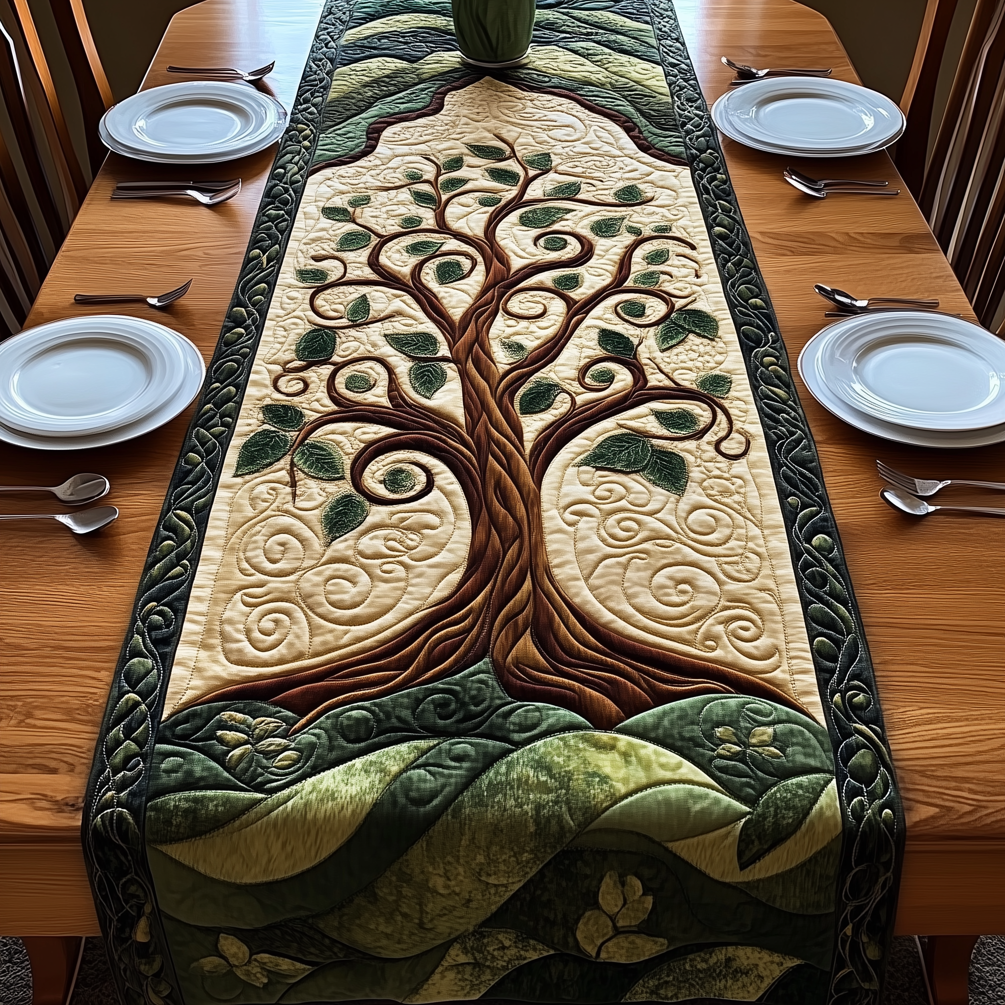 Tree Of Life Quilted Table Runner Valentine's Day Presents-1 Tree Of Life Quilted Table Runner Valentine's Day Presents-1