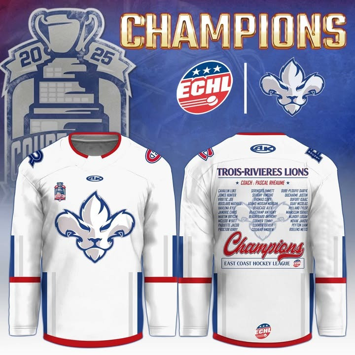 Trois-Rivieres Lions ECHL East Coast Champions Hockey Jersey 2025 Gifts For Hockey Fans-1 Trois-Rivieres Lions ECHL East Coast Champions Hockey Jersey 2025 Gifts For Hockey Fans-1
