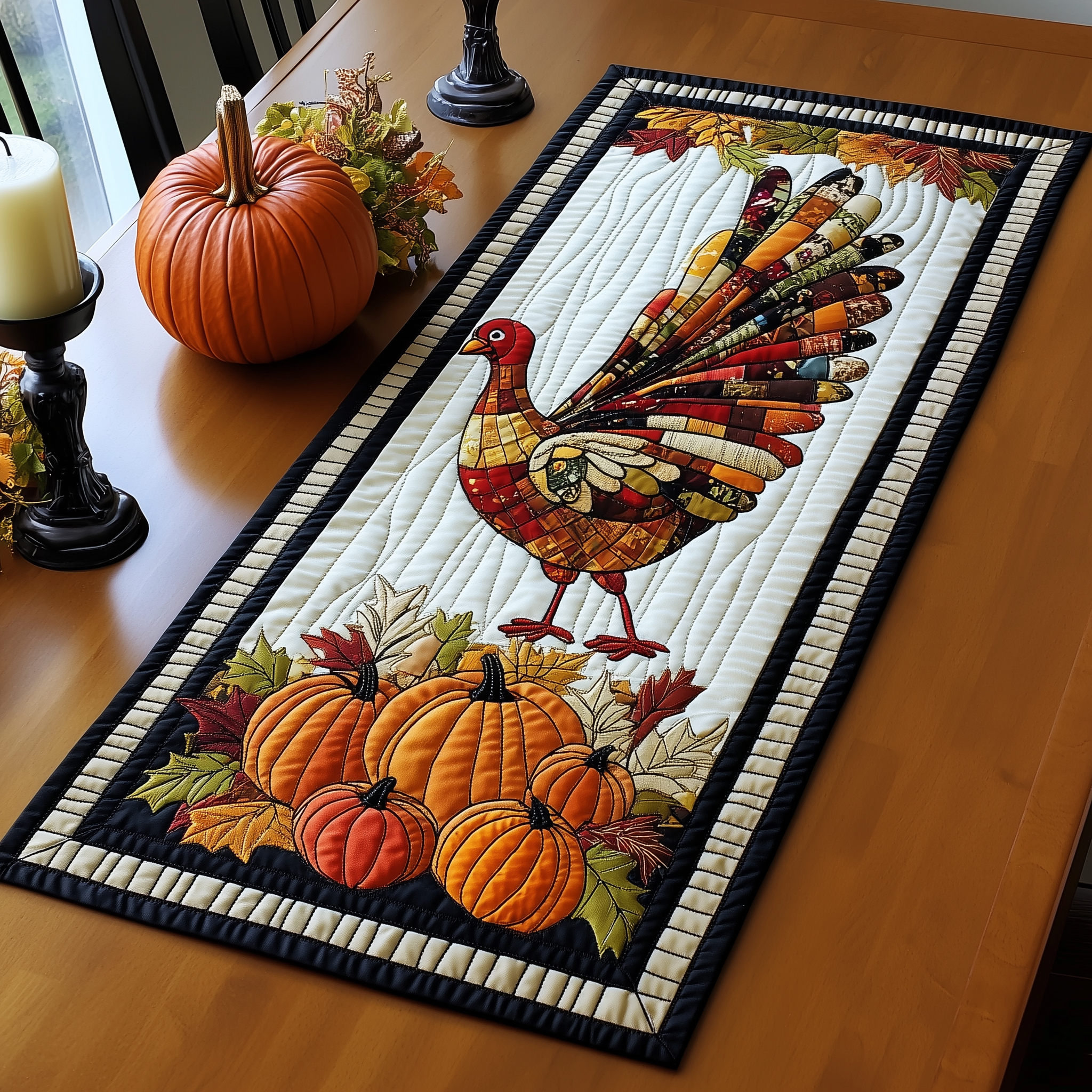 Turkey Quilted Table Runner Home Decorations Best Thanksgiving Gifts For Family-1 Turkey Quilted Table Runner Home Decorations Best Thanksgiving Gifts For Family-1
