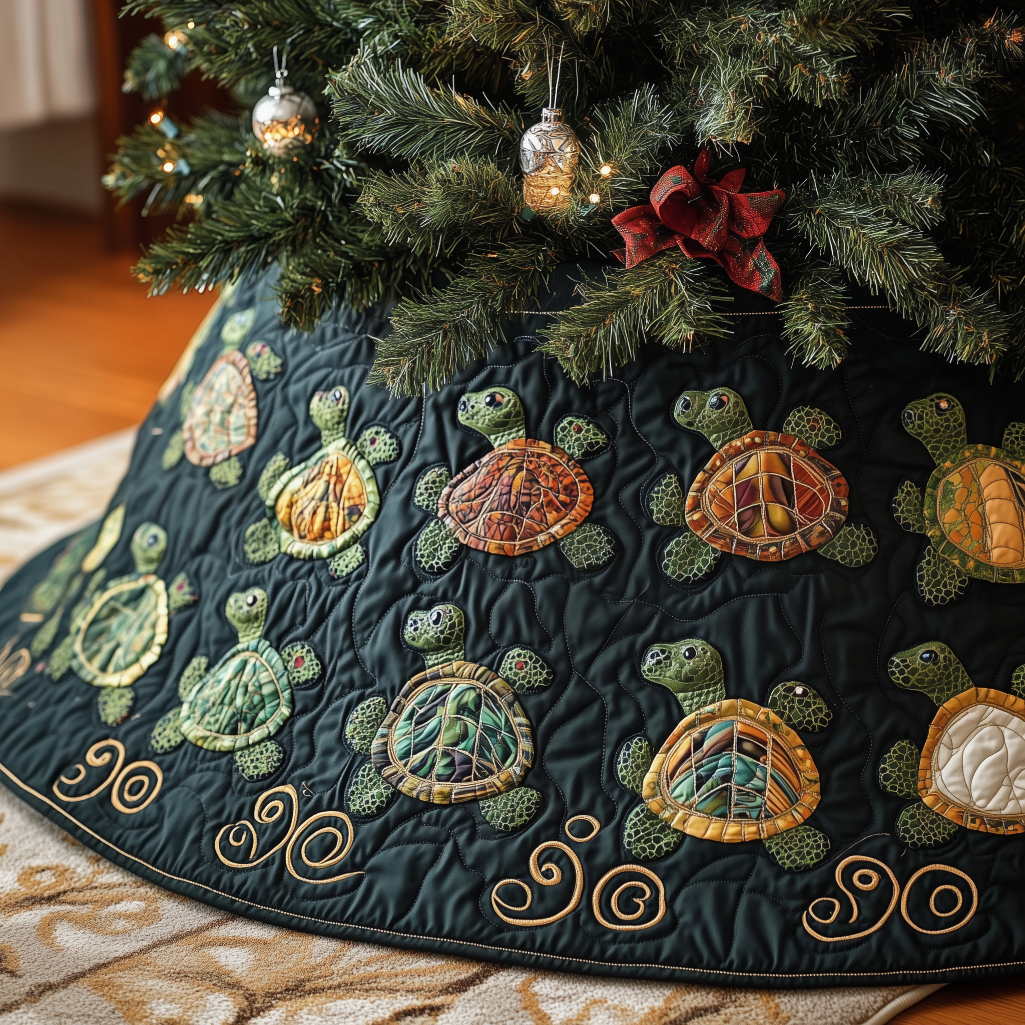 Turtle Quilted Tree Skirt Hoilday Xmas Tree Skirt Best Sea Turtle Christmas Gifts For Him Her-1 Turtle Quilted Tree Skirt Hoilday Xmas Tree Skirt Best Sea Turtle Christmas Gifts For Him Her-1