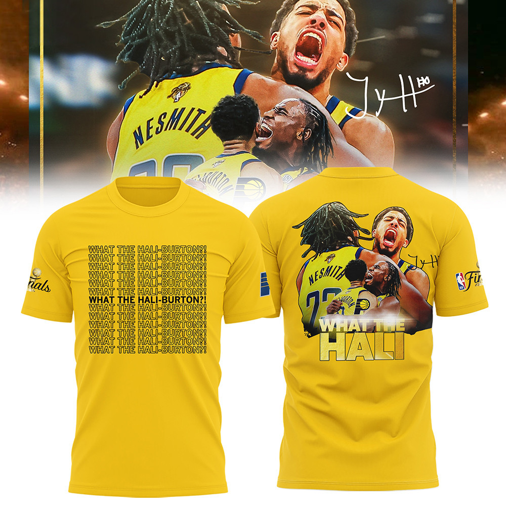 Tyrese Haliburton What The Hali Burton T-Shirt Yellow NBA Indiana Pacers Merch Apparel-1