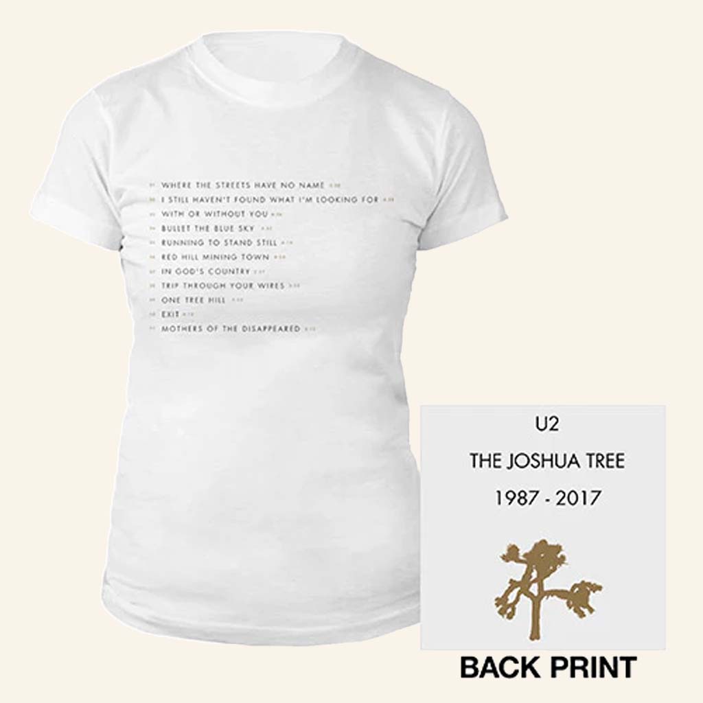 U2 Merch The Joshua Tree Song Titles White T-Shirt Gift Ideas For Sister-1