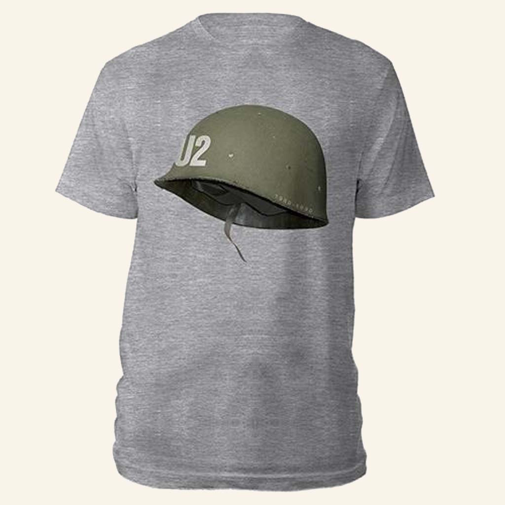 U2 Merch U2 Helmet Grey T-Shirt Unique Gift Birthday For Dad-1 U2 Merch U2 Helmet Grey T-Shirt Unique Gift Birthday For Dad-1