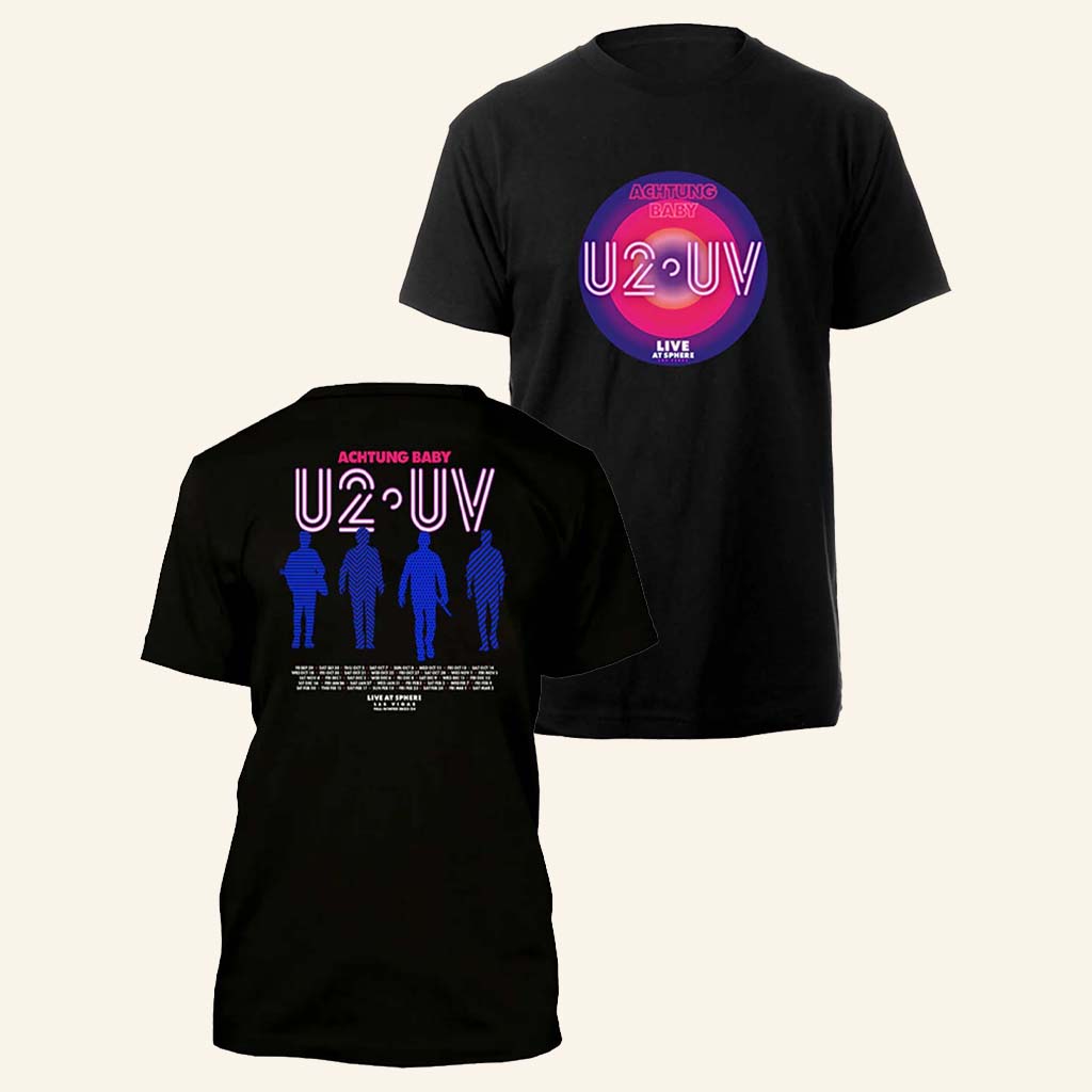 U2 Merch U2 UV Achtung Baby Logo Live At Sphere T-Shirt Best Gift For Her-1