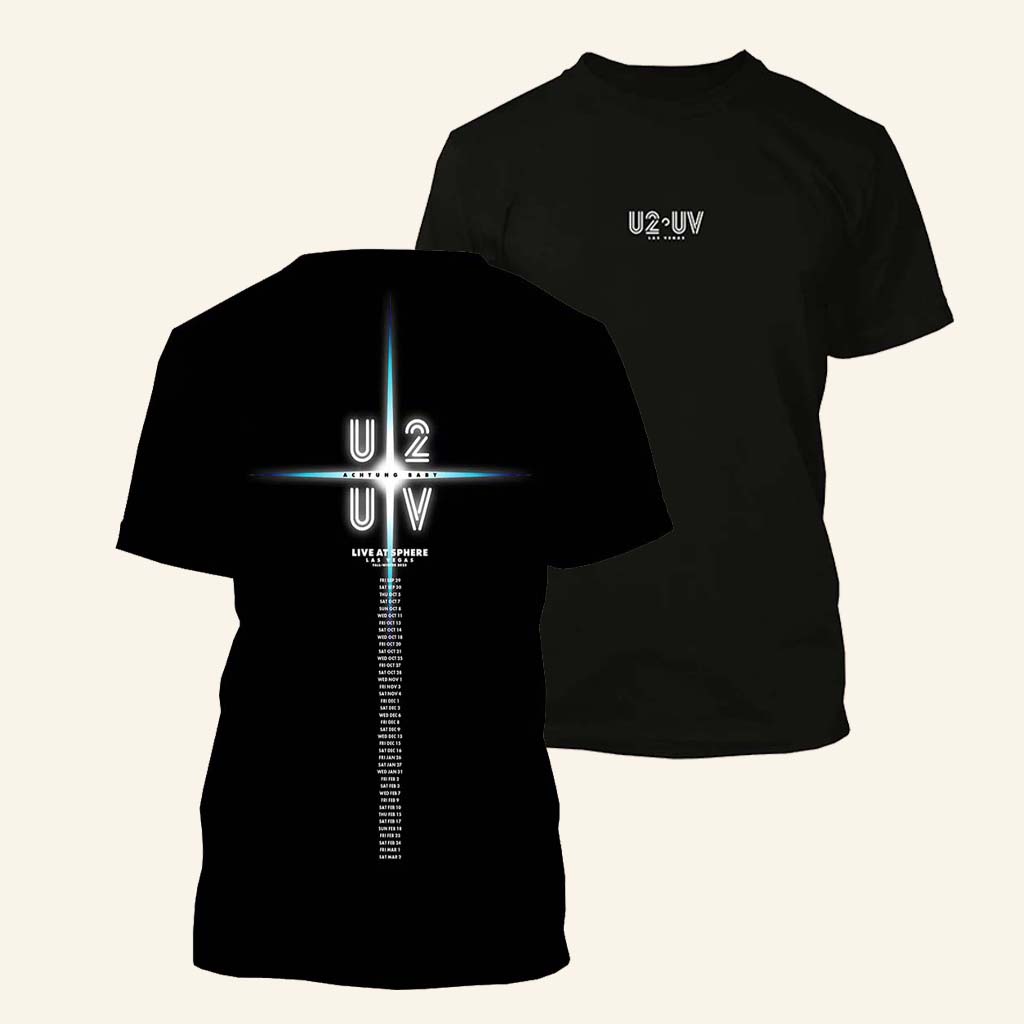 U2 Merch U2 UV Live At Sphere Black T-Shirt Cool Gift For Girlfriend-1 U2 Merch U2 UV Live At Sphere Black T-Shirt Cool Gift For Girlfriend-1